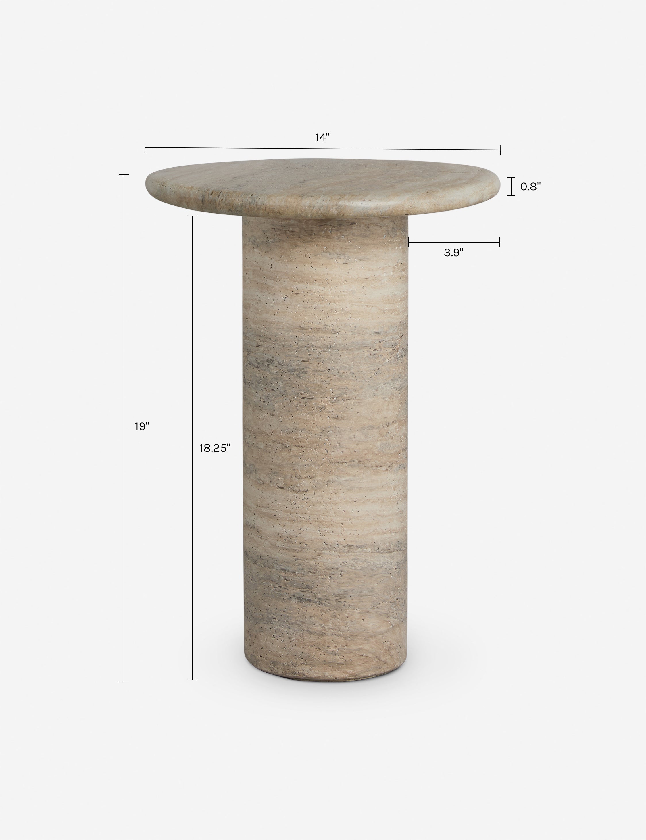 Mira Drink Table | Travertine-Like Finish, Indoor/Outdoor Use