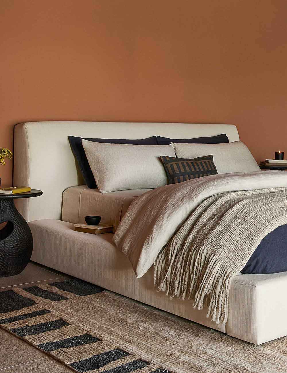 Kona Decorative Pillow | Soft Linen Weave, Geometric Pattern