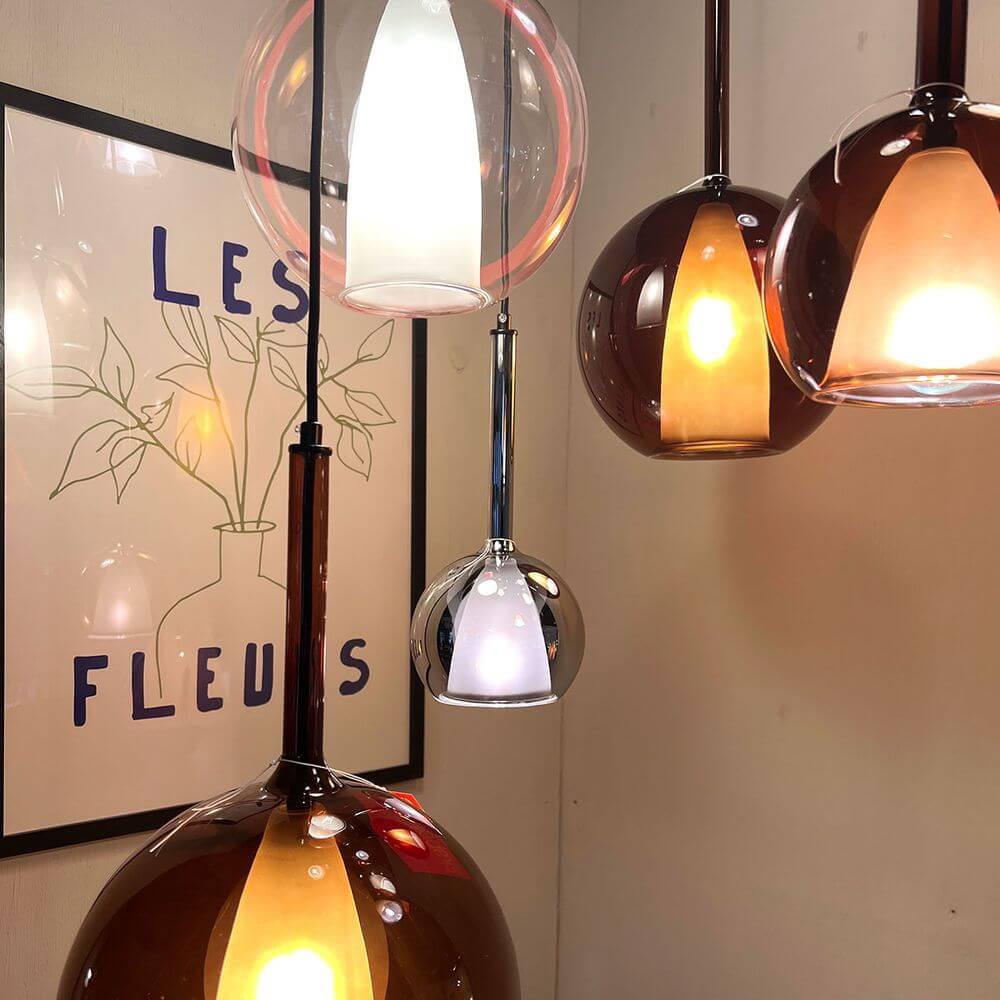 Bela Glass Pendant Light | Dimmable, 150cm Textile Cable