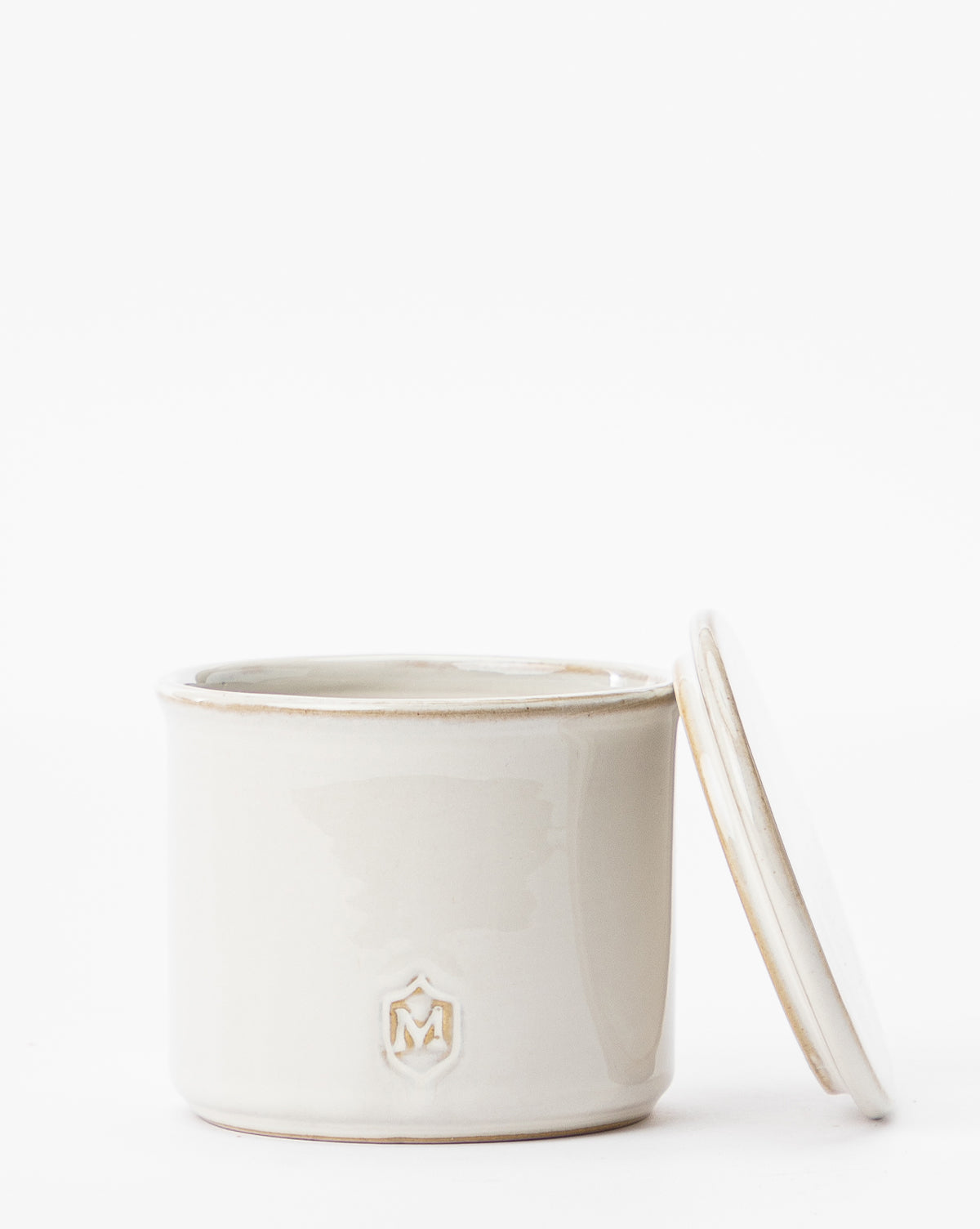Bela Stoneware Salt Cellar  Glazed Cream Finish