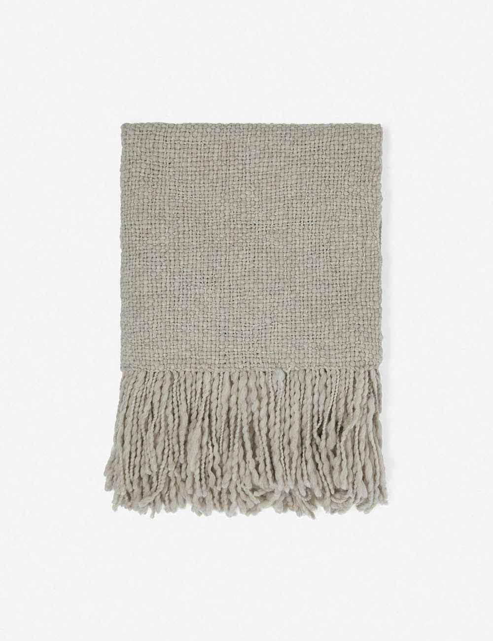 Gala Throw Blanket | Handmade Chunky Wool Knit, Artisan Fringe