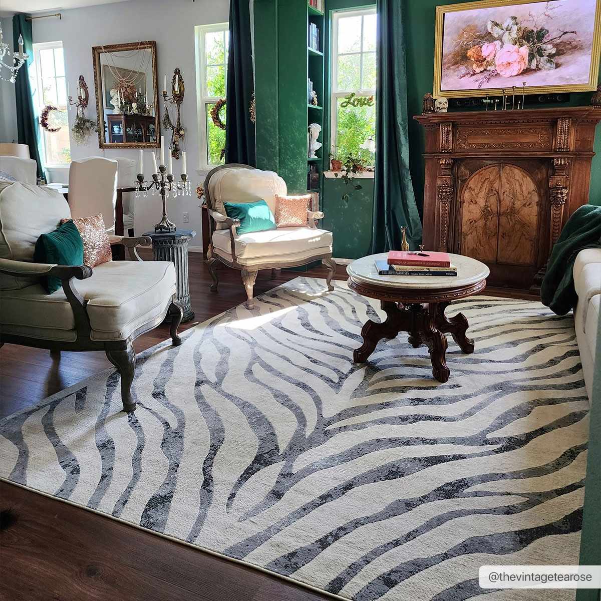 Elysian Zebra Print Area Rug  Machine Woven  Medium Pile  Gray