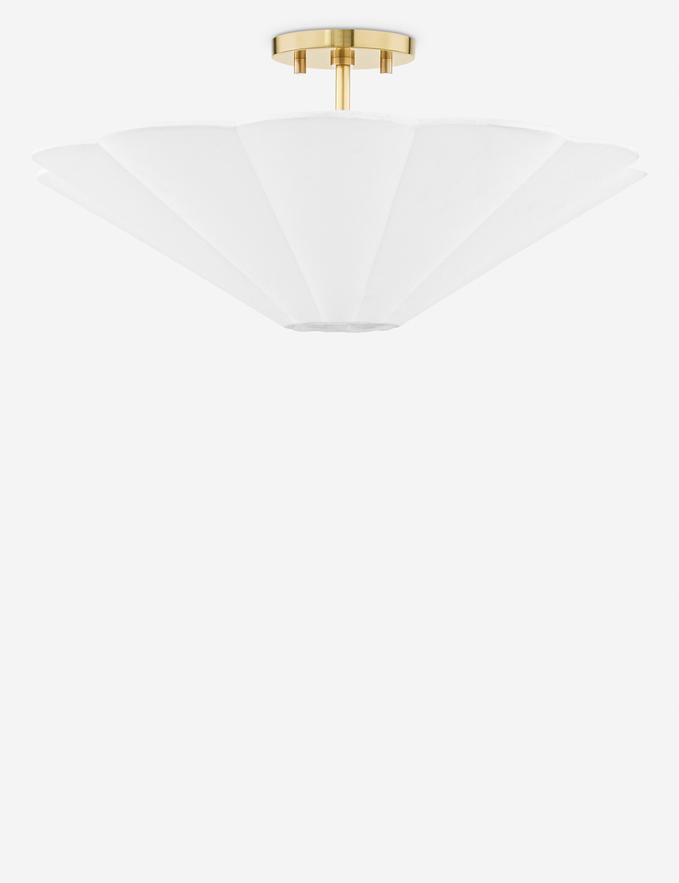 Glimmer Semi-Flush Mount Light | Scalloped Shade, Antique Brass Finish