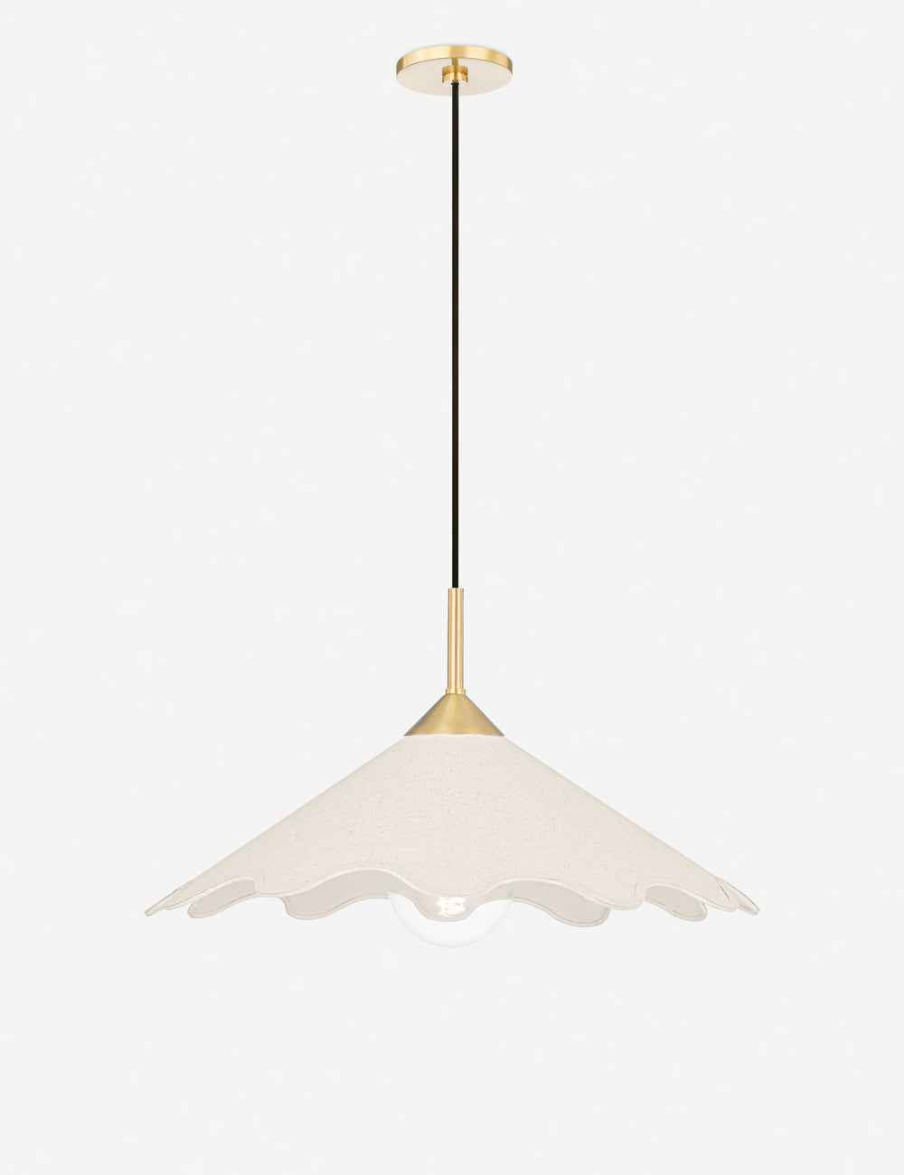 Pavo Pendant Light | Linen Shade, Antique Brass Finish