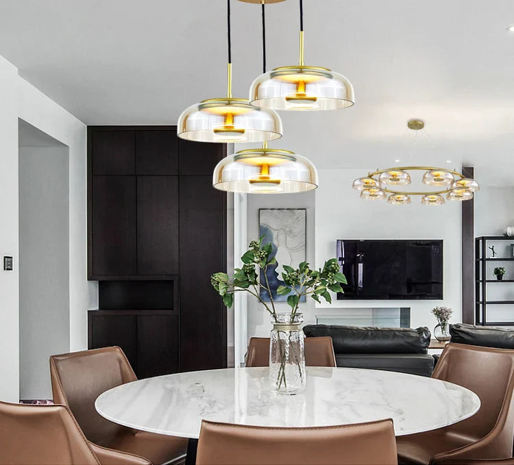 Bela Flushmount Ceiling Lamp | Glass LED, Smoke Grey or Amber