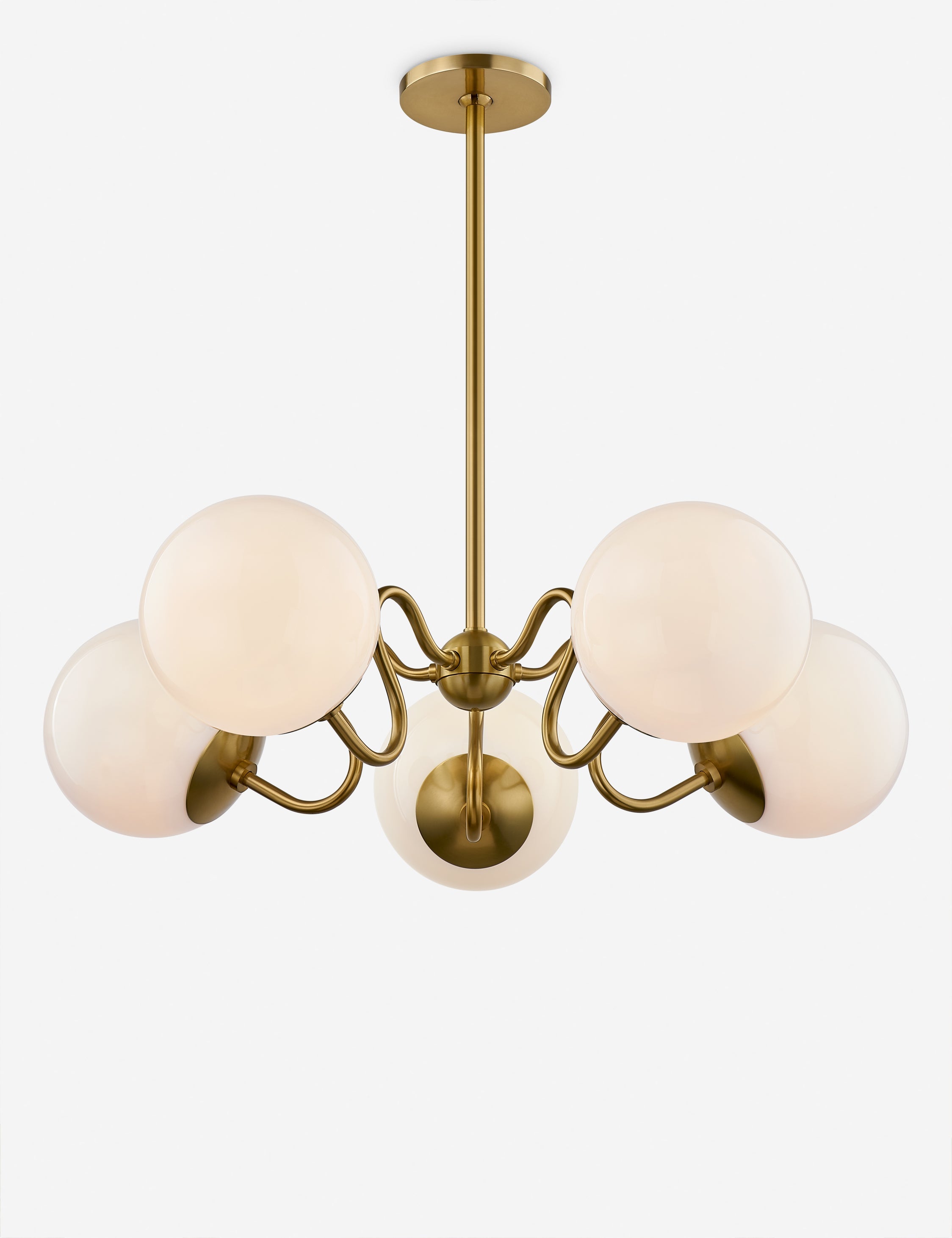 Juno Chandelier | Midcentury Italian, Opal Globe Shades