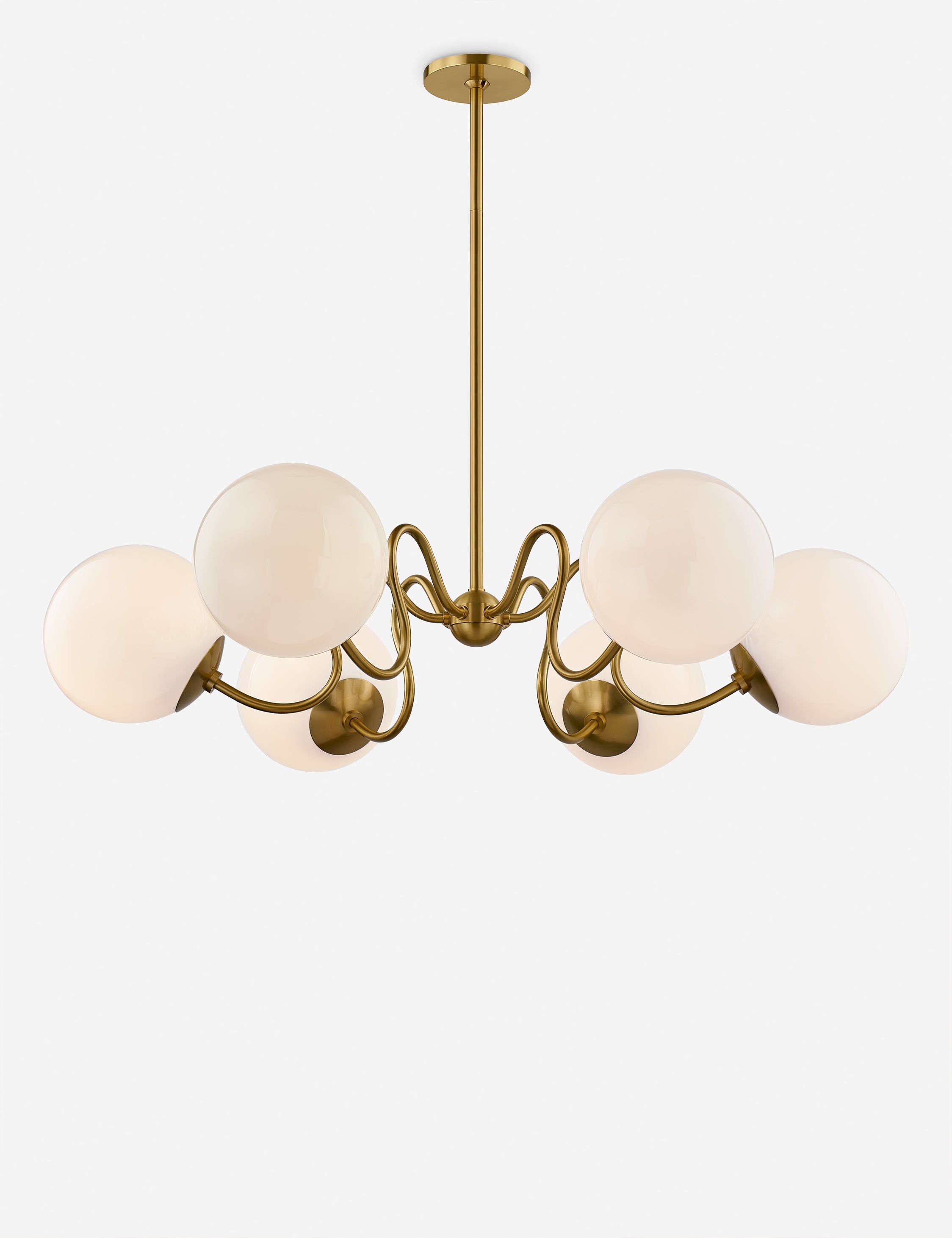 Juno Chandelier | Midcentury Italian, Opal Globe Shades