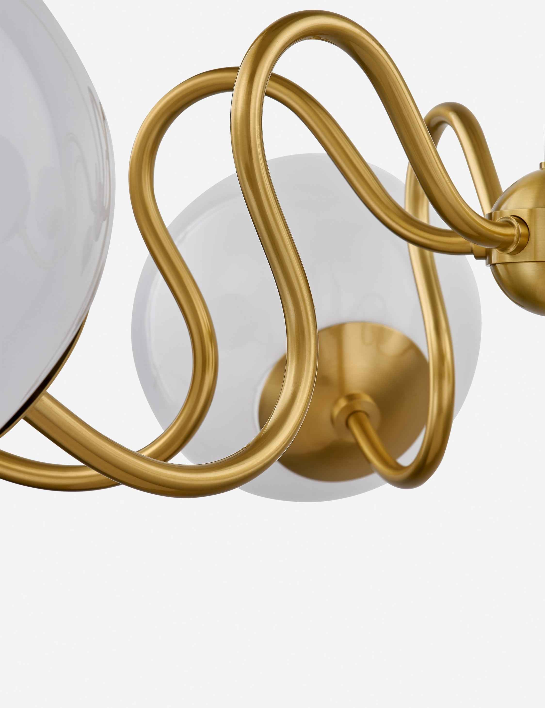 Juno Chandelier | Midcentury Italian, Opal Globe Shades