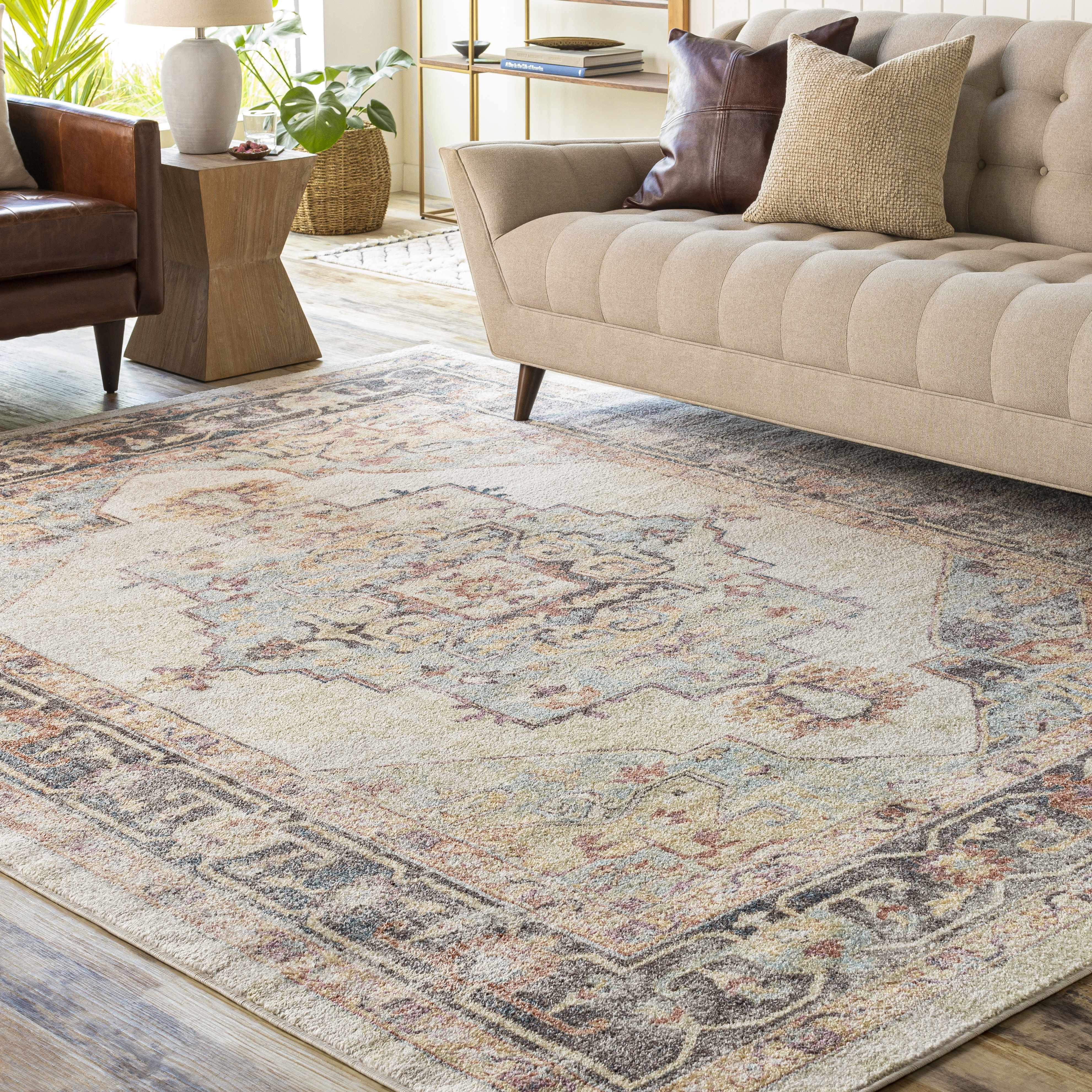 Bello Area Rug  Machine Woven  Light Blue, Traditional Style