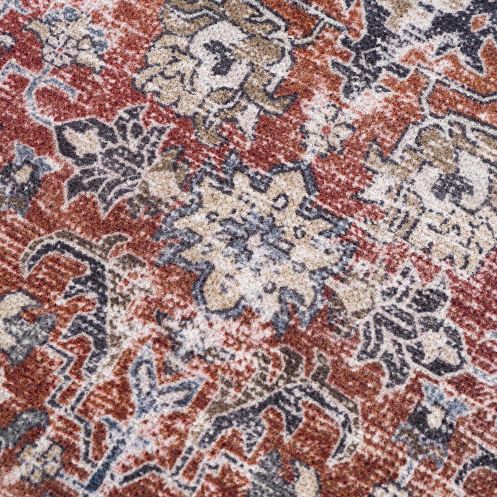 Bela Washable Area Rug  Burgundy Color, Traditional Style