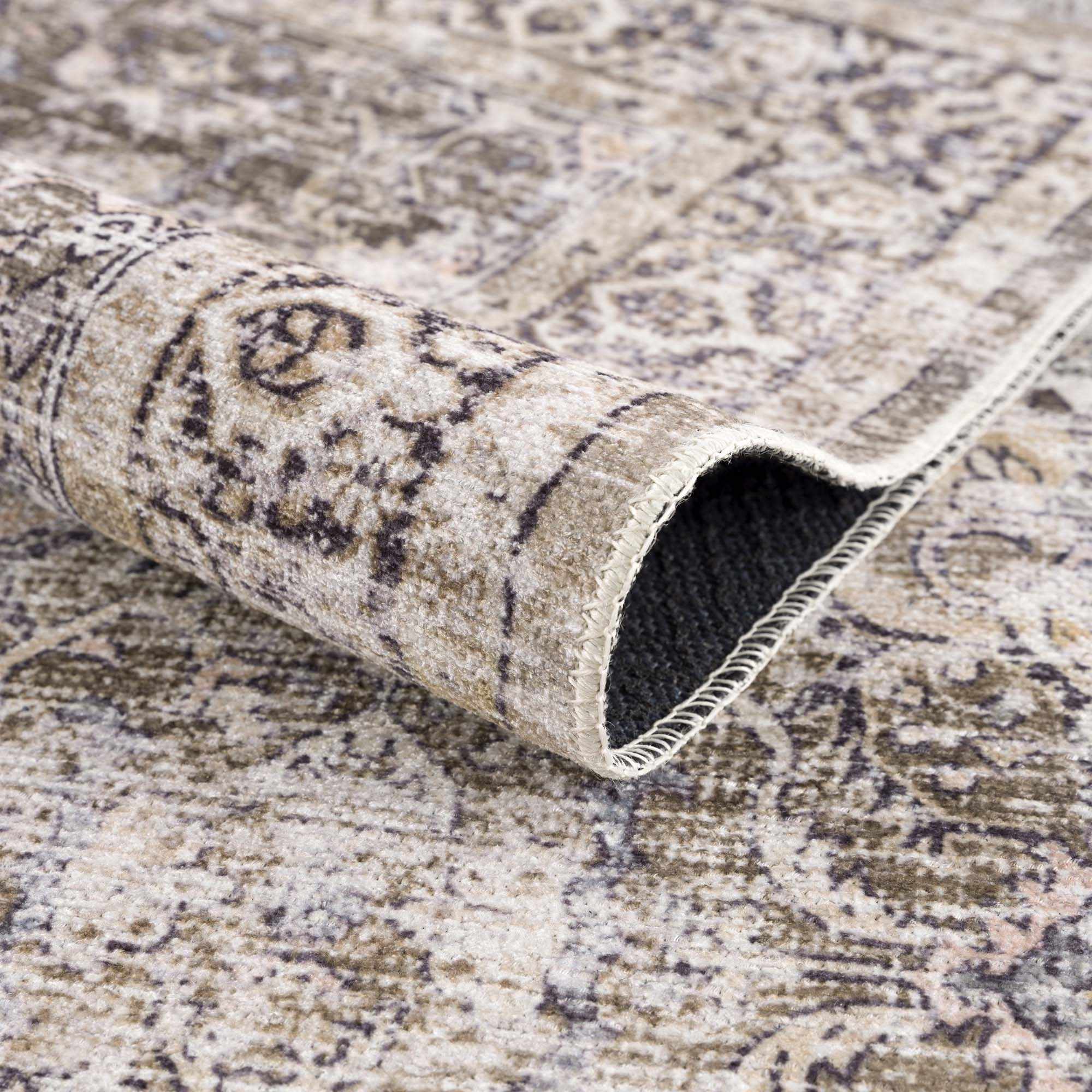 Olivio Washable Area Rug  Vintage Design, Soft Polyester