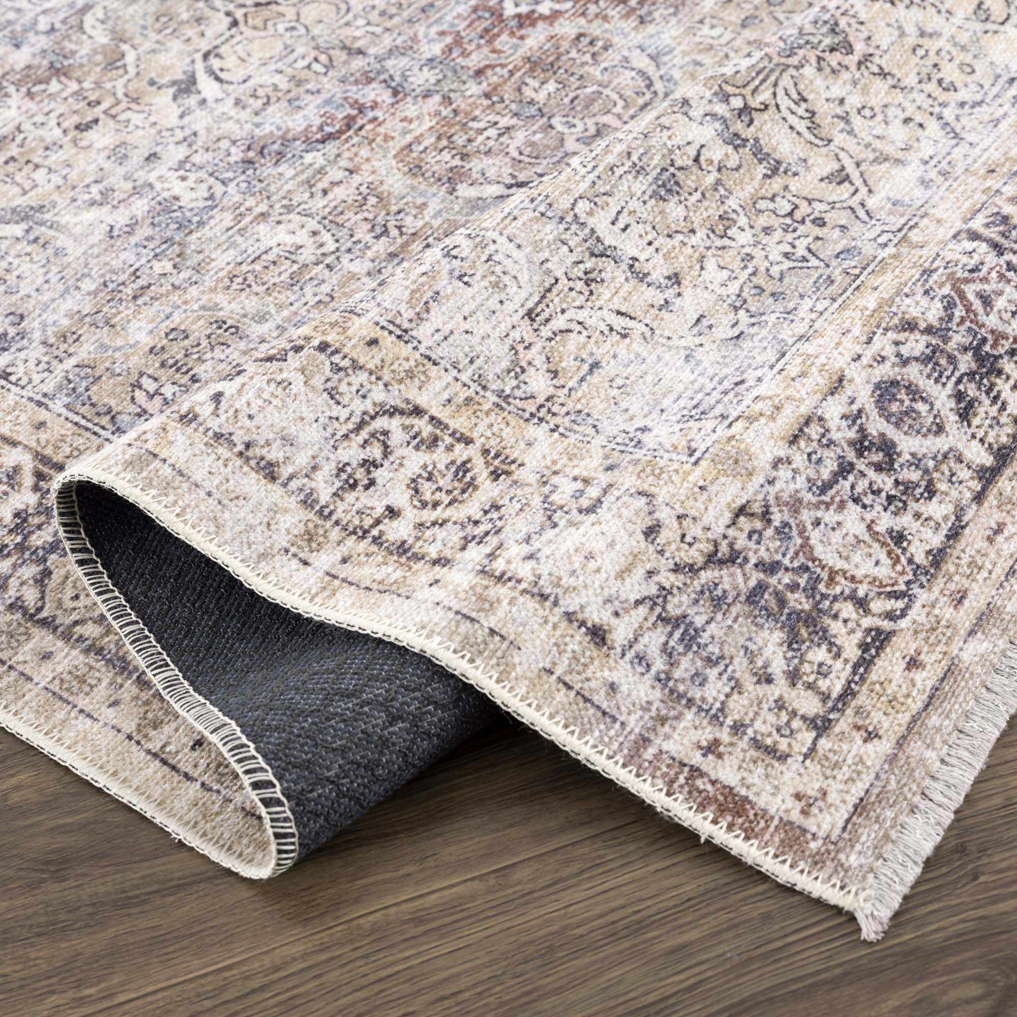 Olivio Washable Area Rug  Vintage Design, Soft Polyester