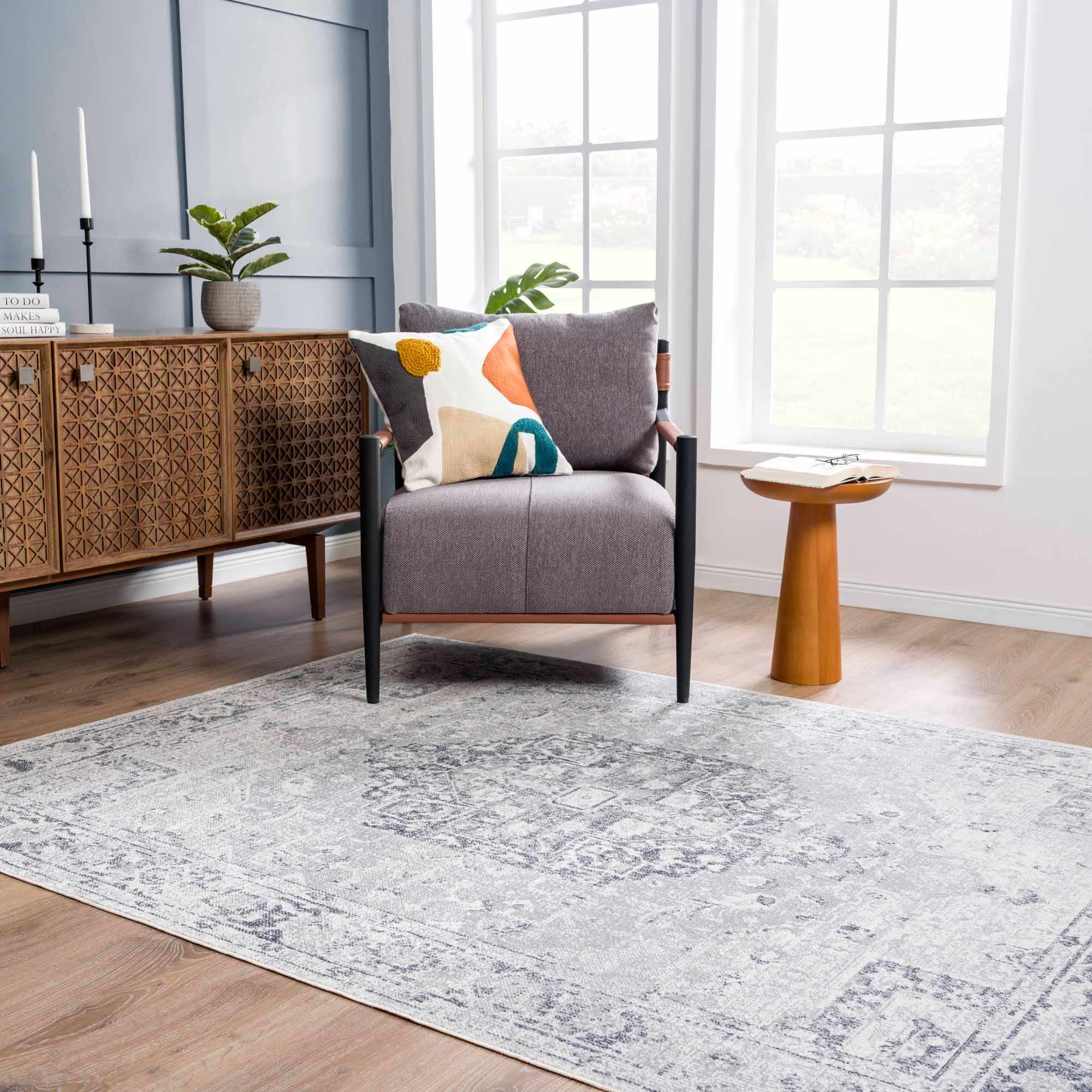 Alma Washable Rug  Traditional  Medium Pile  Antrasit
