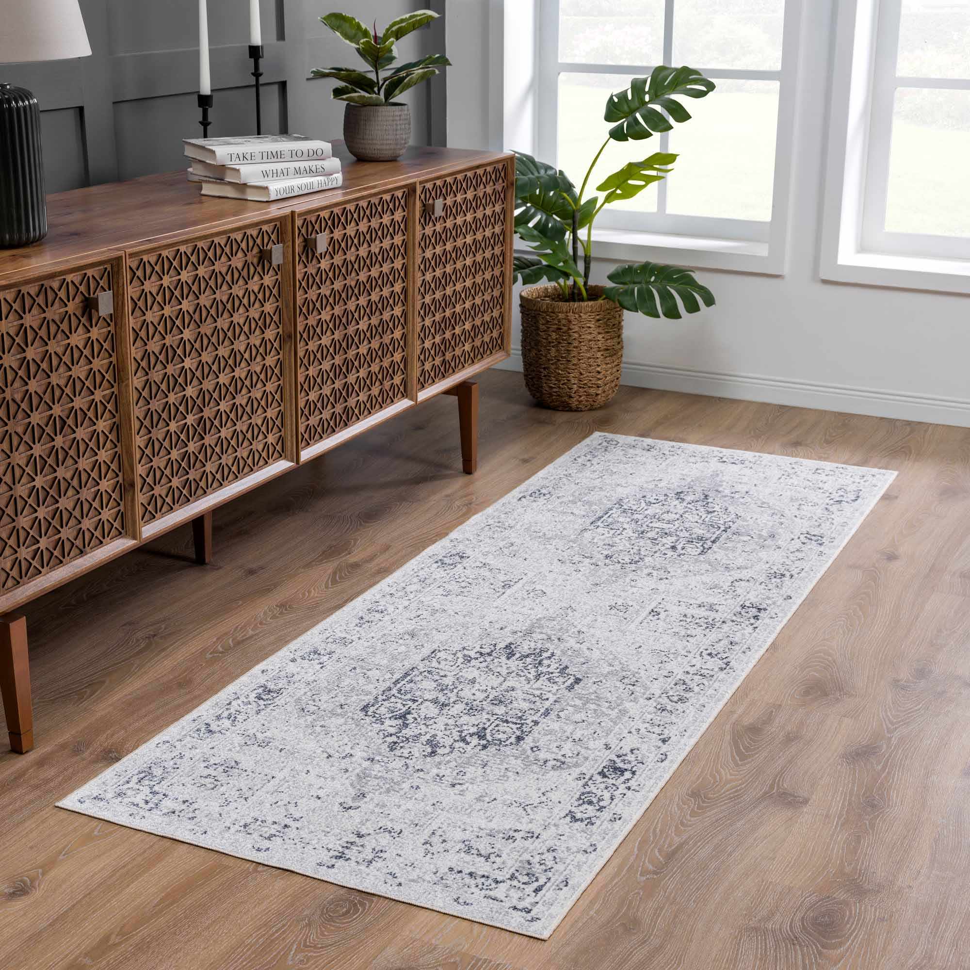 Alma Washable Rug  Traditional  Medium Pile  Antrasit