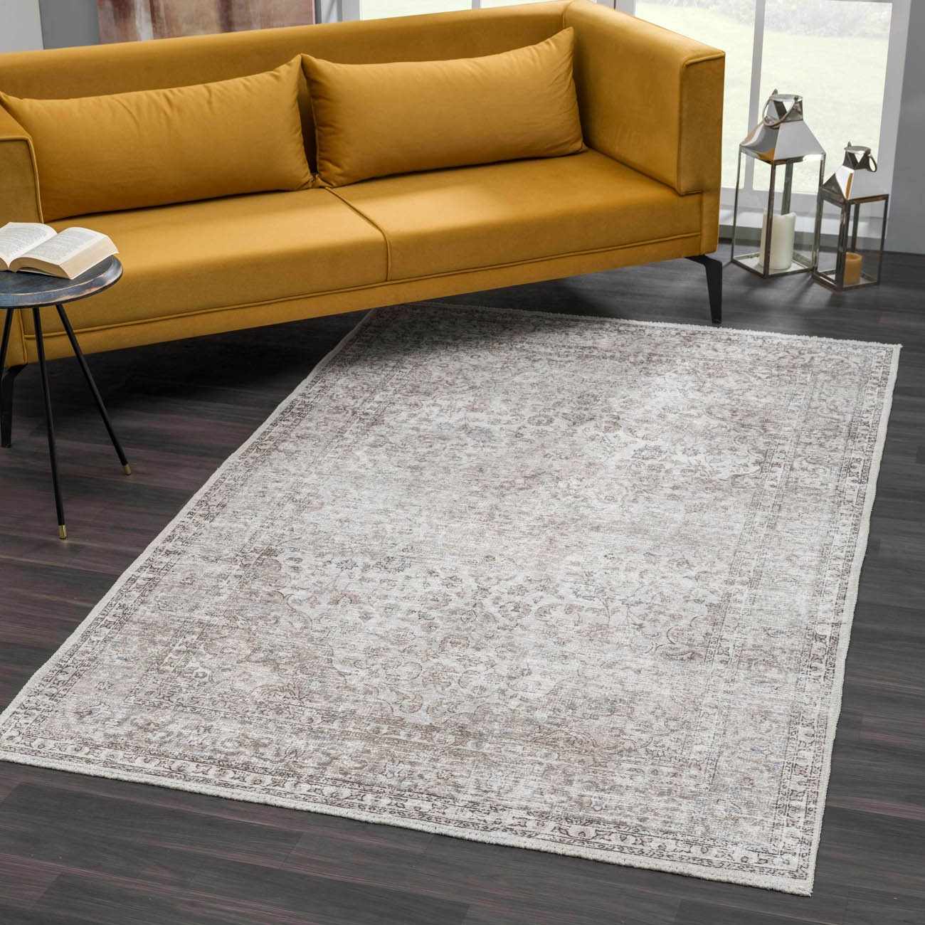 Bela Washable Area Rug  Durable Polyester, Stain-Resistant