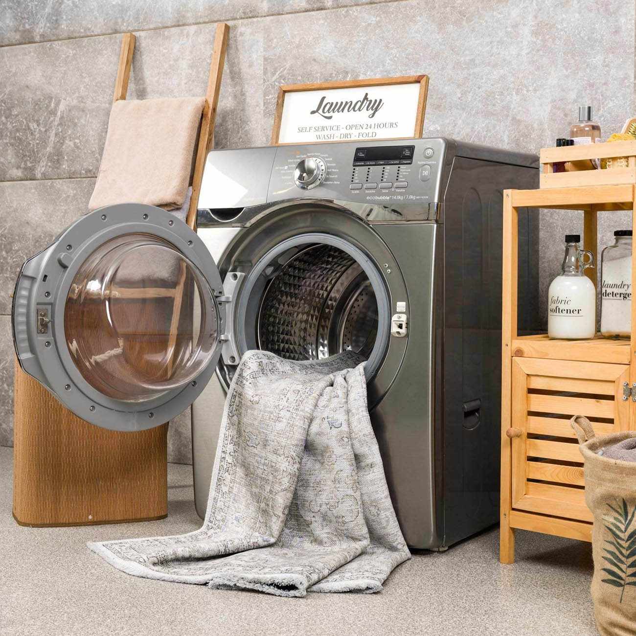 Bela Washable Area Rug  Durable Polyester, Stain-Resistant