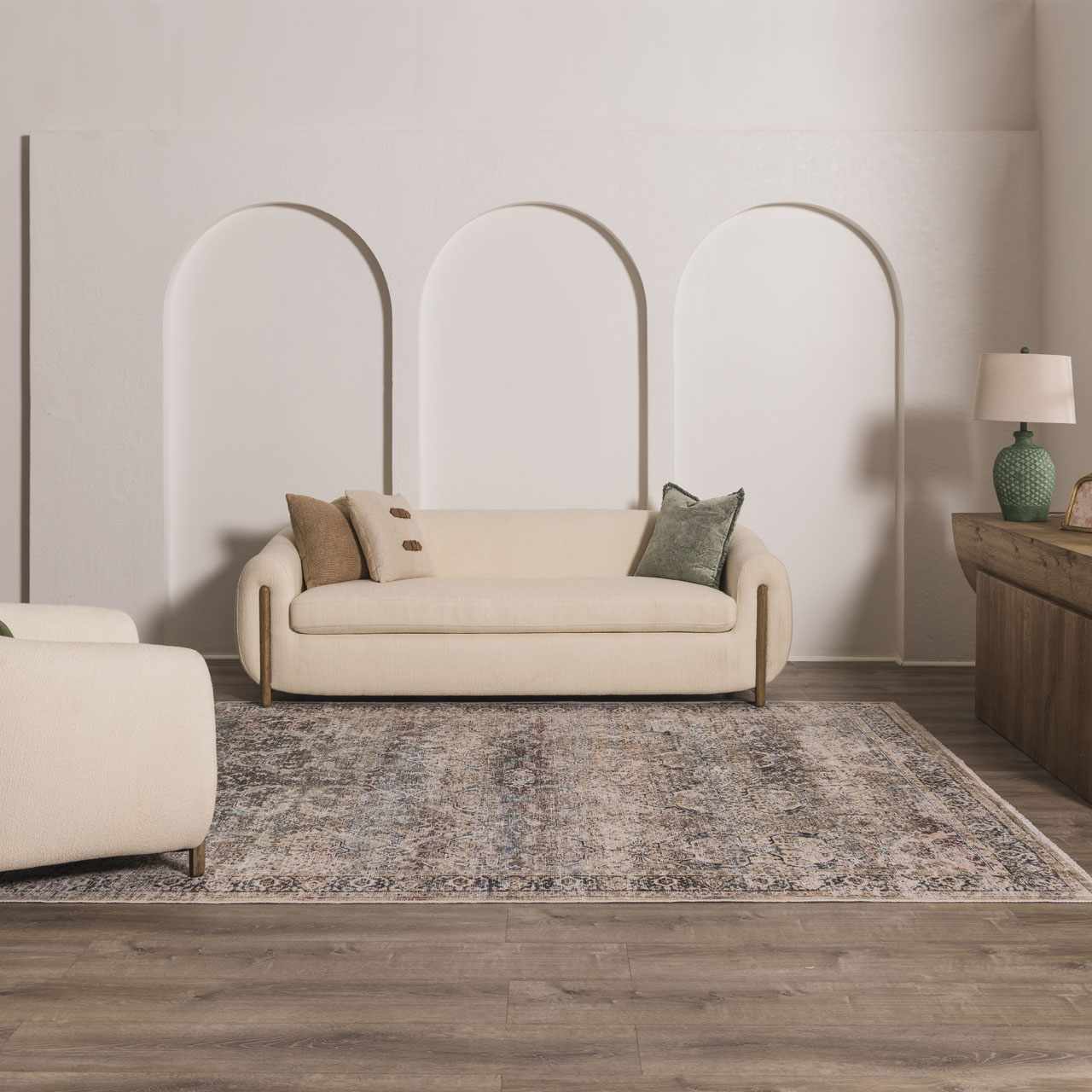 Olivio Washable Area Rug  Vintage Design, Soft Polyester