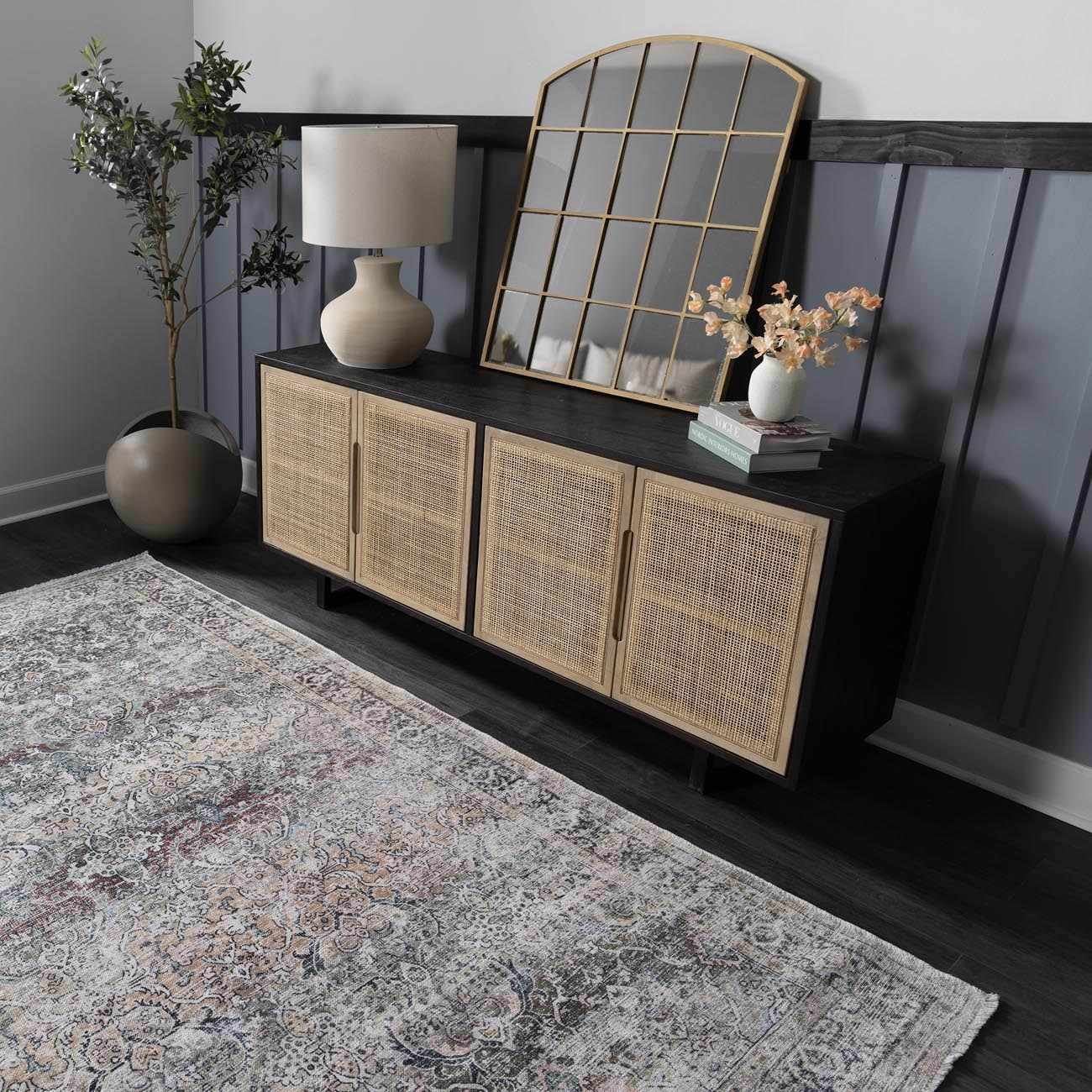 Olivio Washable Area Rug  Vintage Design, Soft Polyester