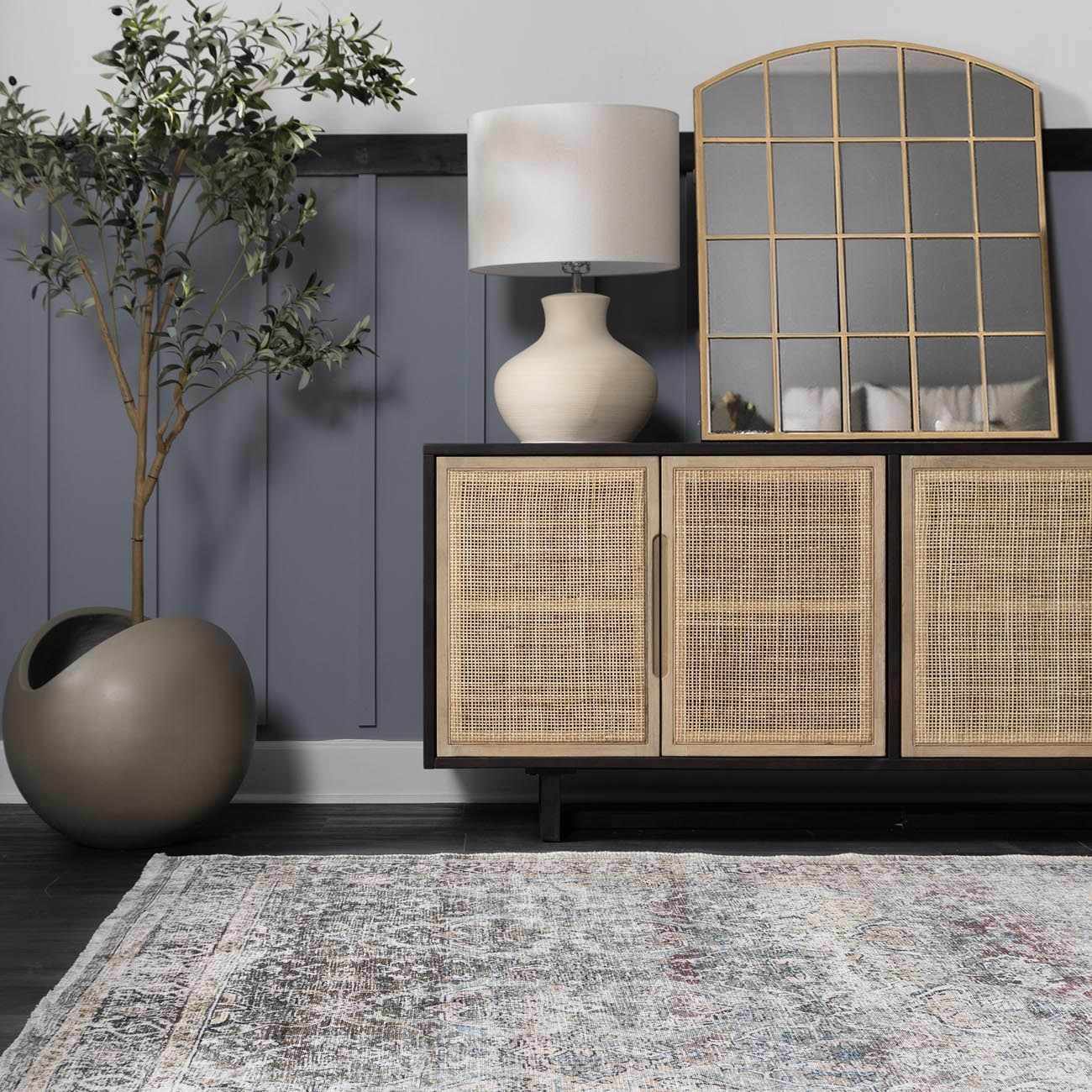 Olivio Washable Area Rug  Vintage Design, Soft Polyester