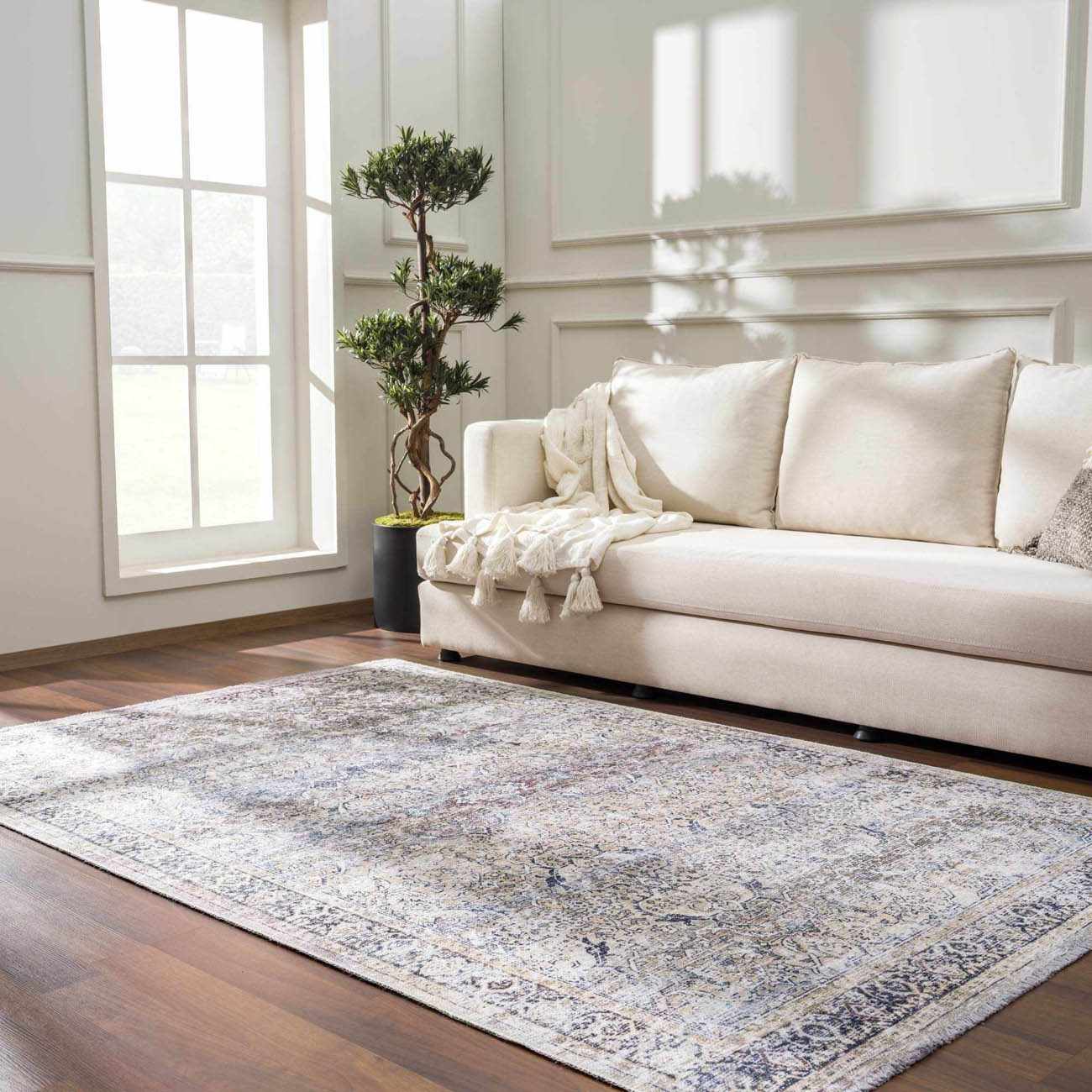 Olivio Washable Area Rug  Vintage Design, Soft Polyester