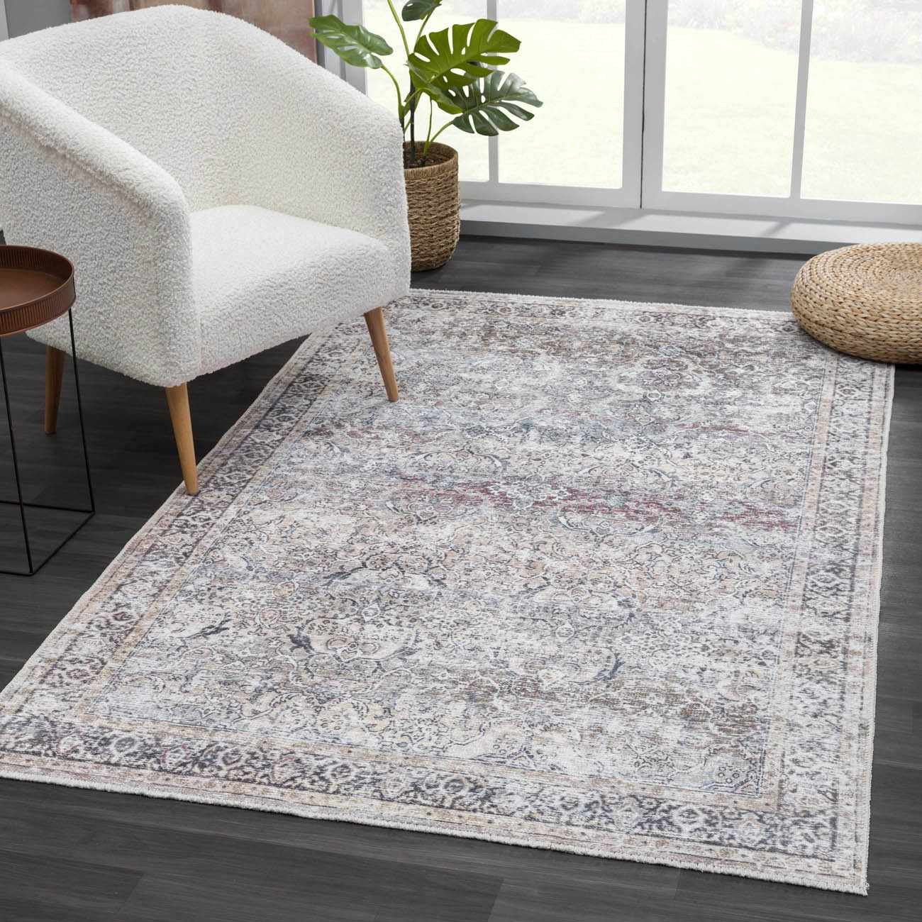 Olivio Washable Area Rug  Vintage Design, Soft Polyester
