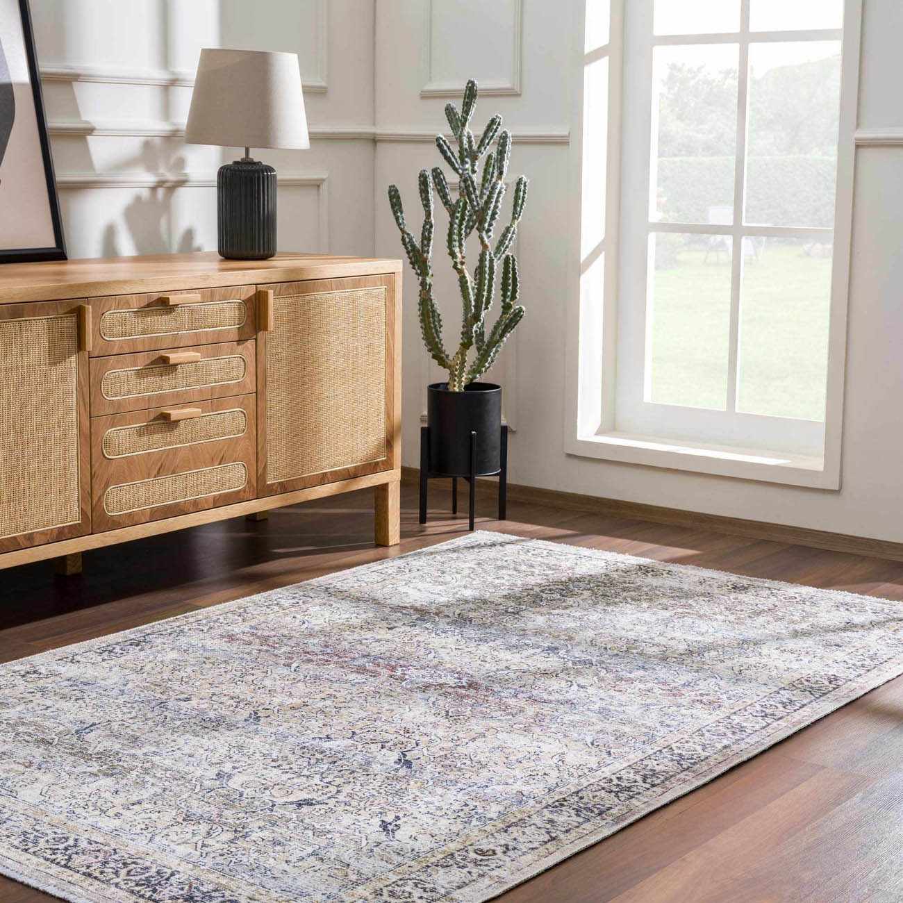 Olivio Washable Area Rug  Vintage Design, Soft Polyester