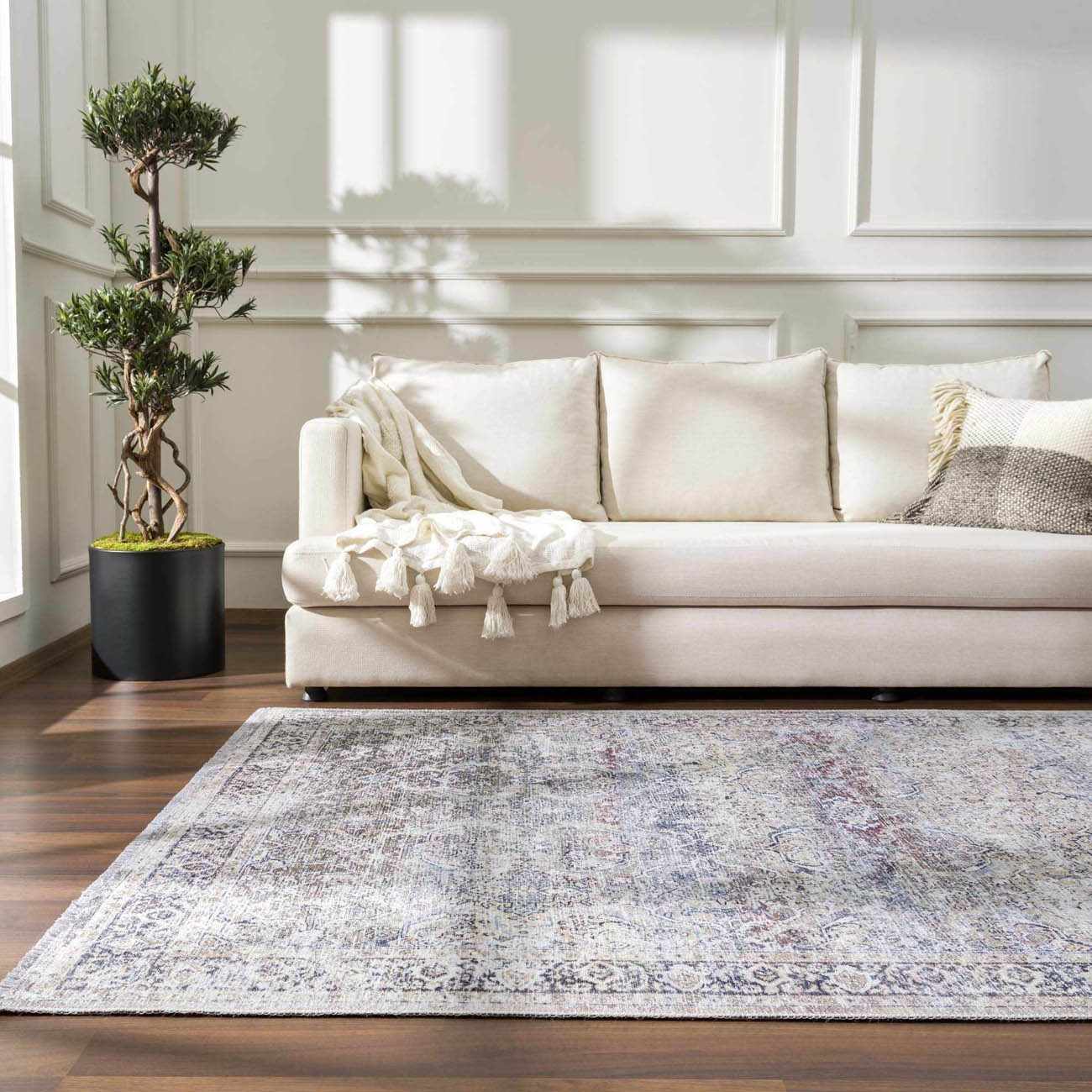 Olivio Washable Area Rug  Vintage Design, Soft Polyester