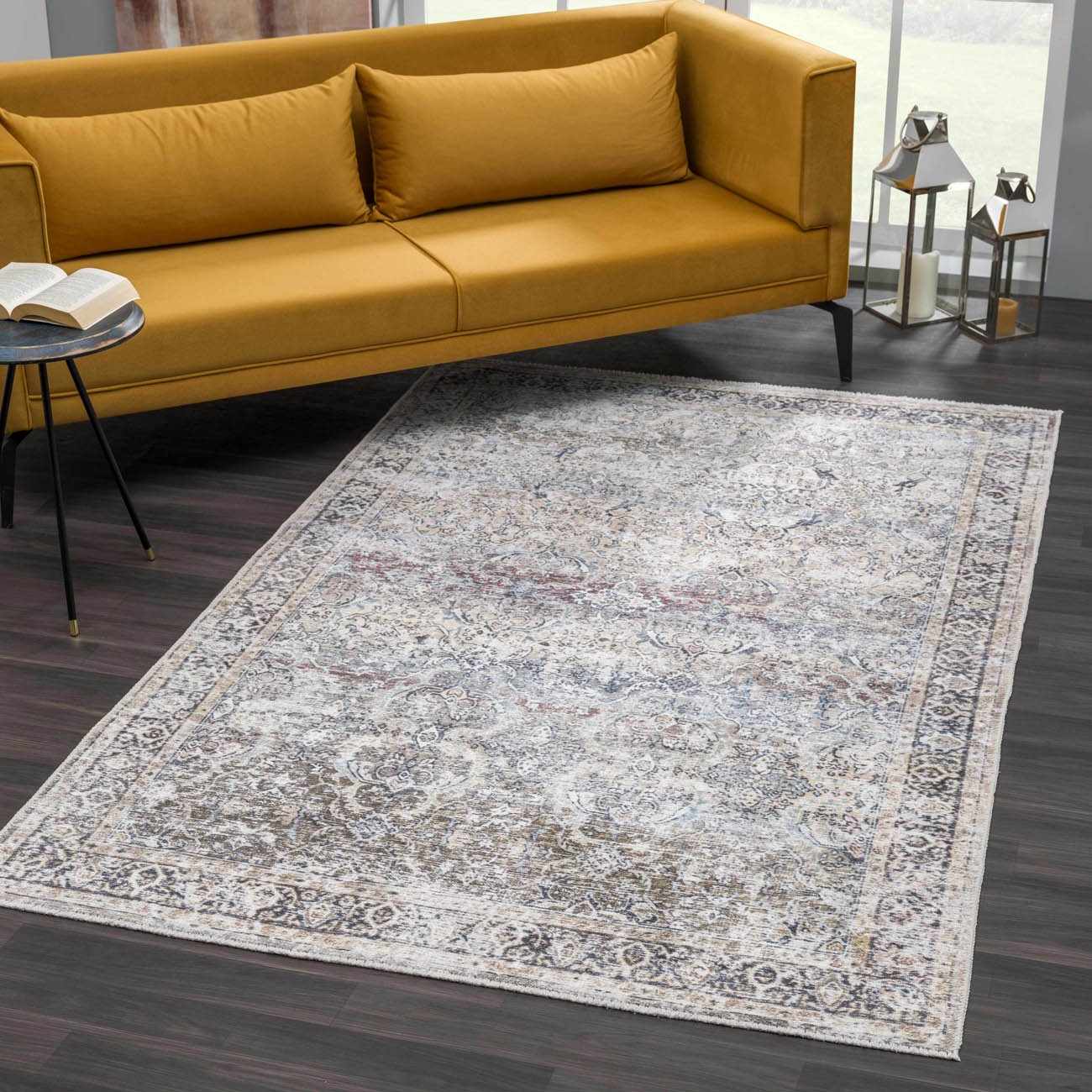Olivio Washable Area Rug  Vintage Design, Soft Polyester