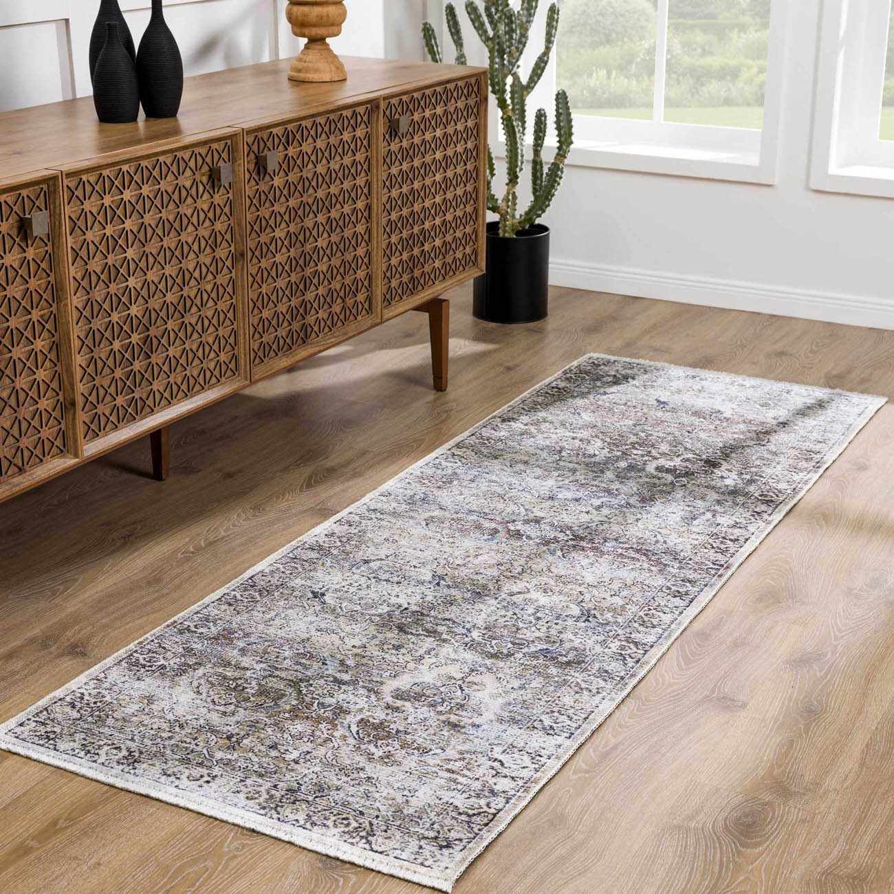 Olivio Washable Area Rug  Vintage Design, Soft Polyester