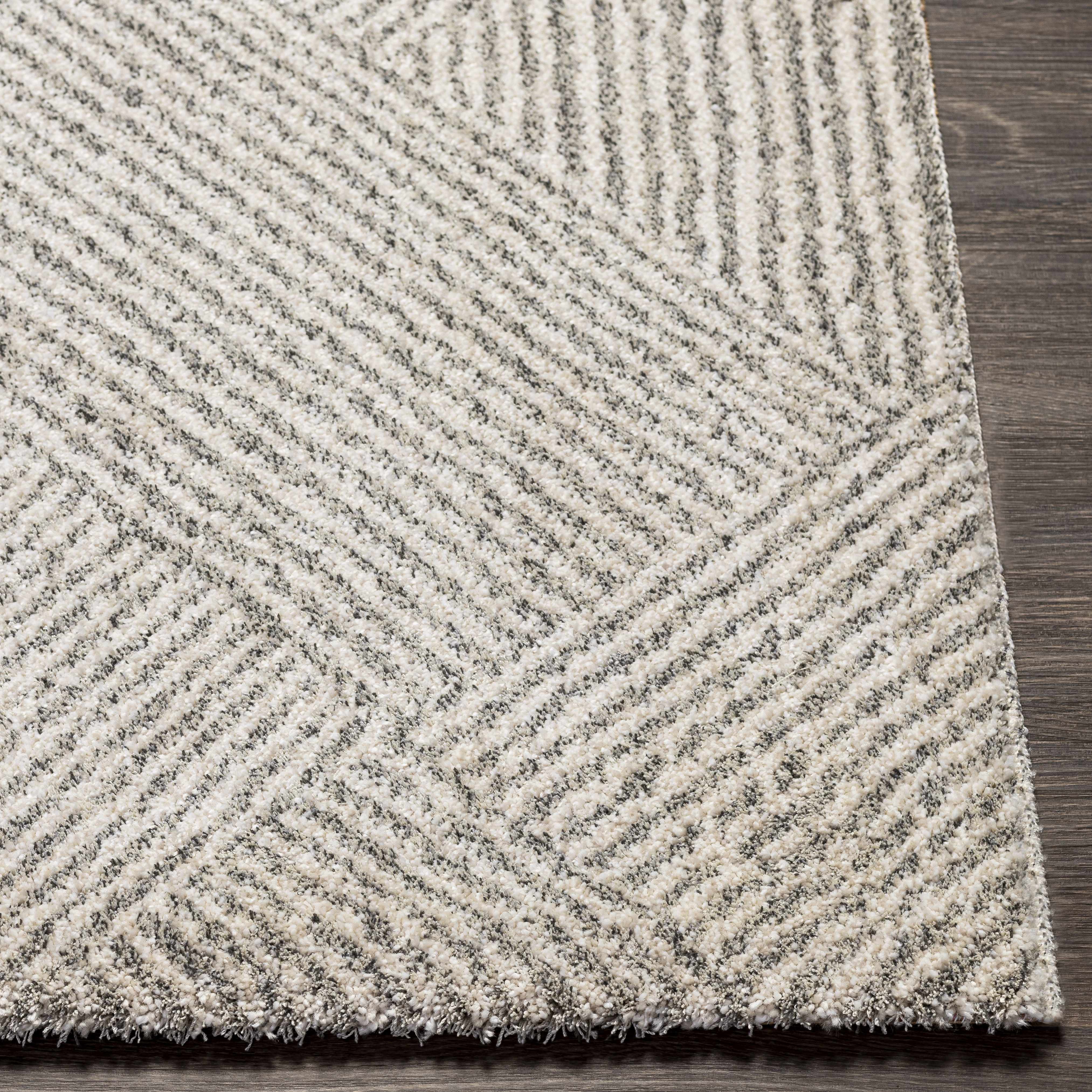 Haven Area Rug  High Pile  Machine Woven  Cream/Gray