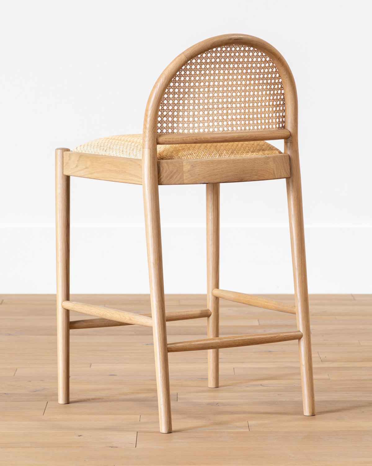 Haven Counter Stool Natural Oak Frame Cane Back and Woven Seat