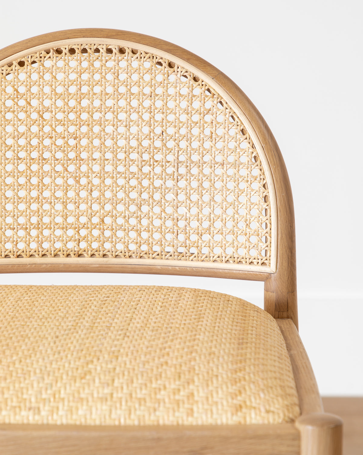 Haven Counter Stool Natural Oak Frame Cane Back and Woven Seat