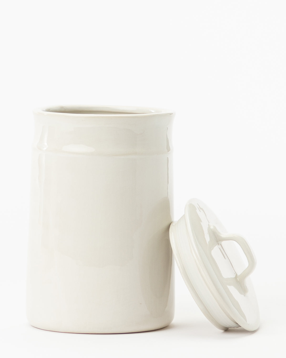 Bela Ceramic Canister  Modern Design, Creamy White Finish