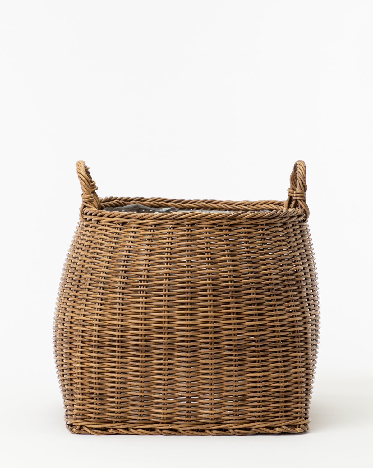Bela Handled Planter Basket  Intricately Woven Poly-Rattan