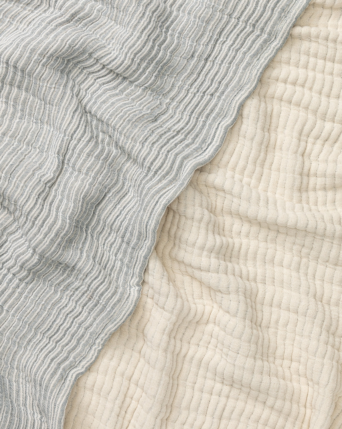 Blythe Striped Coverlet  Cotton, Gray and Cream