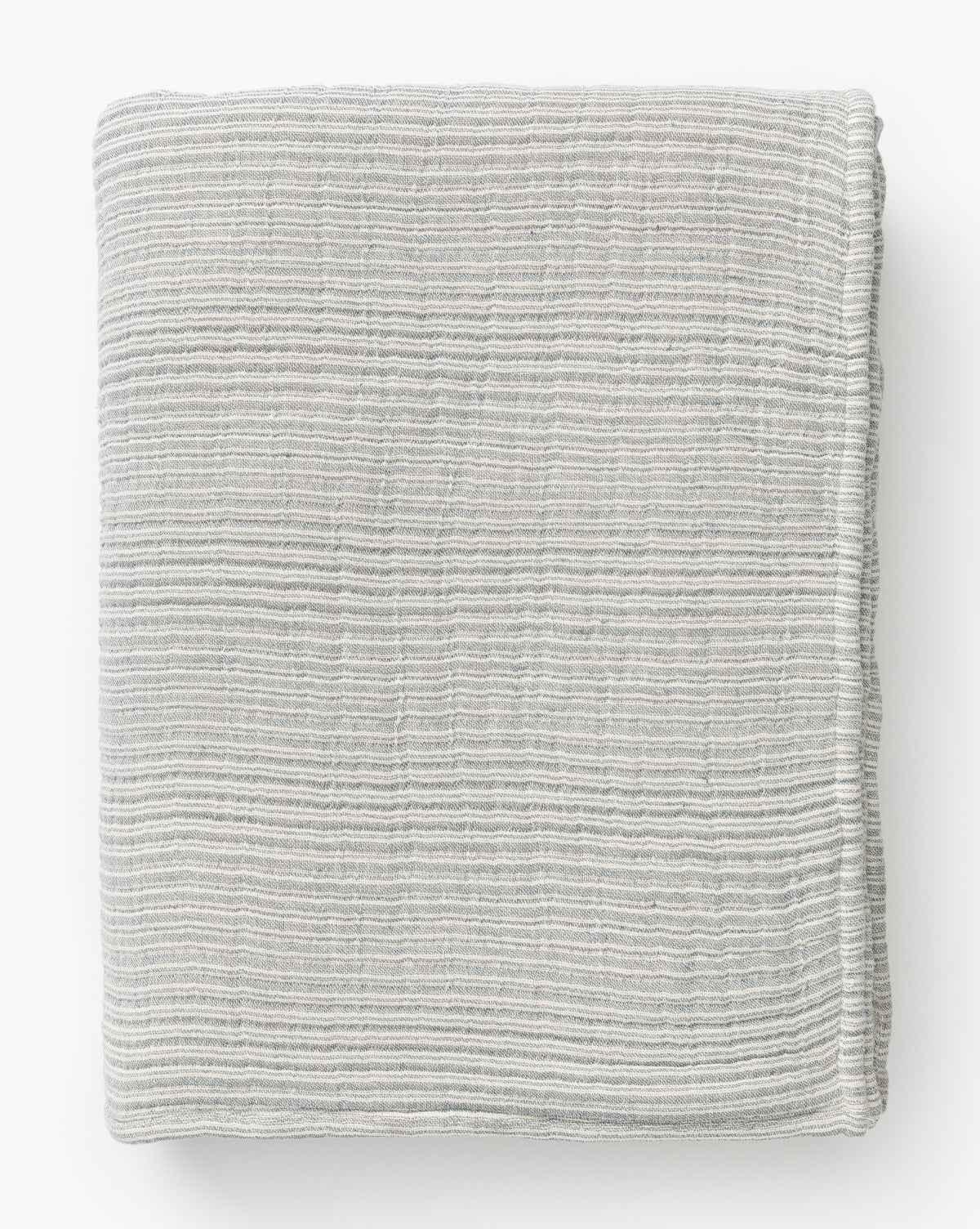 Blythe Striped Coverlet  Cotton, Gray and Cream