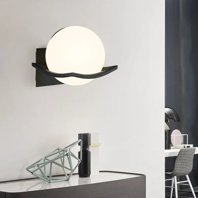 Mira Wall Light | Modern Opal Glass Globe Sconce