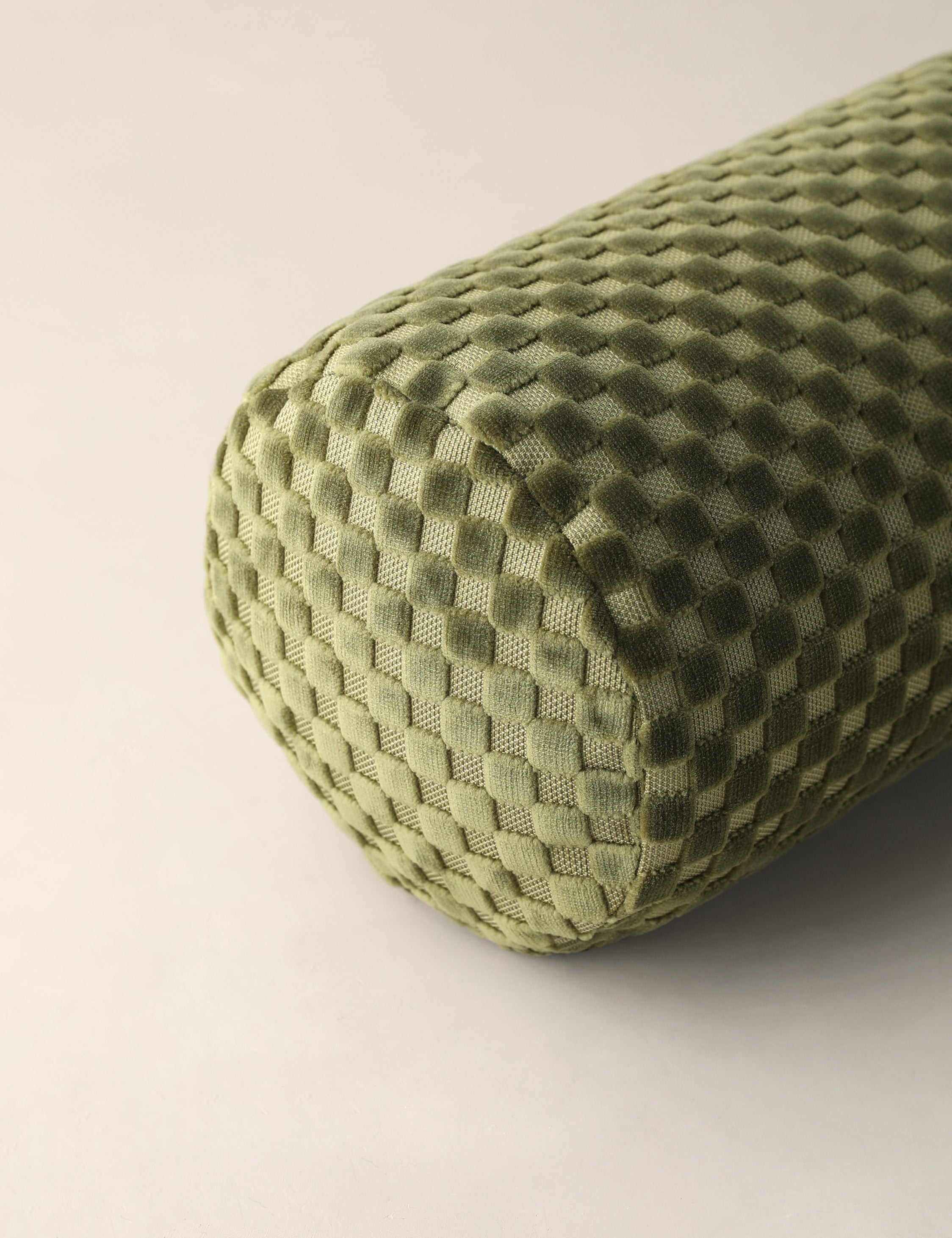 Bello Long Bolster Pillow | High-Low Checker Velvet Design