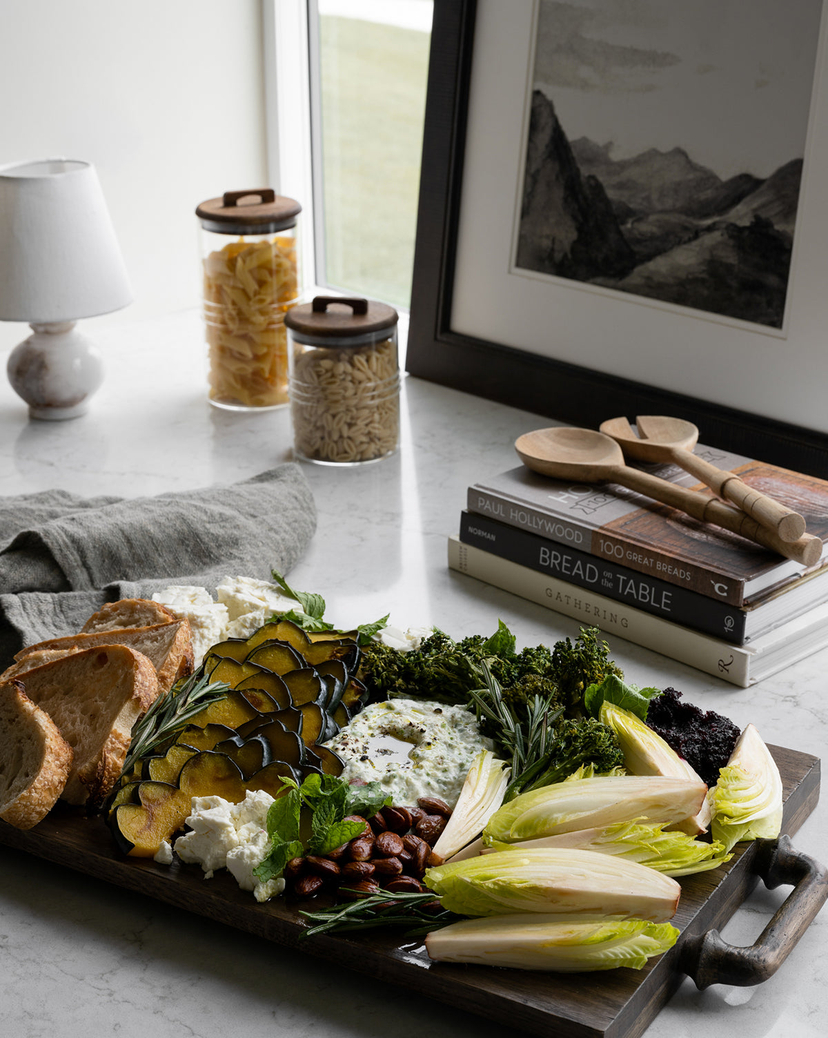 Bela Serving Board  Solid Oak with Hand-Carved Handles