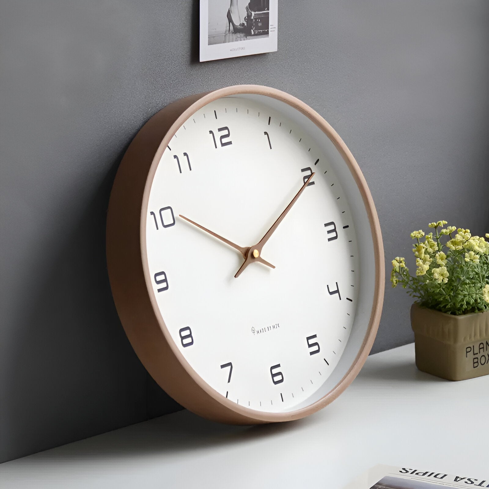 Nori Wall Clock | Silent Quartz, Natural Wood Frame