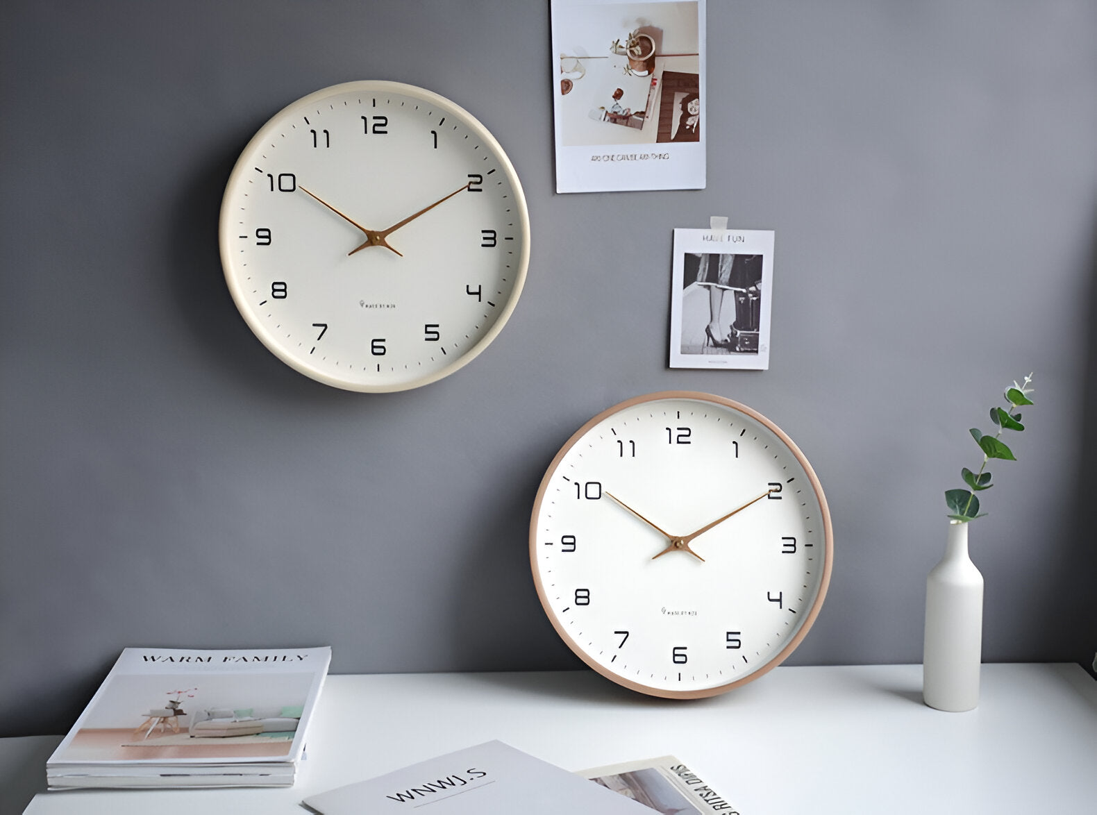Nori Wall Clock | Silent Quartz, Natural Wood Frame
