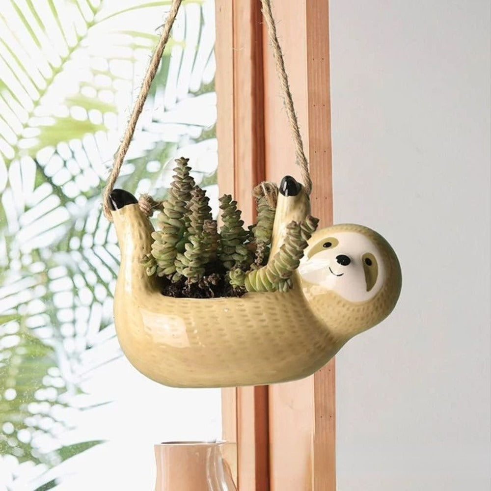 Lumi Ceramic Planter | Handmade Sloth Design for Small Plants