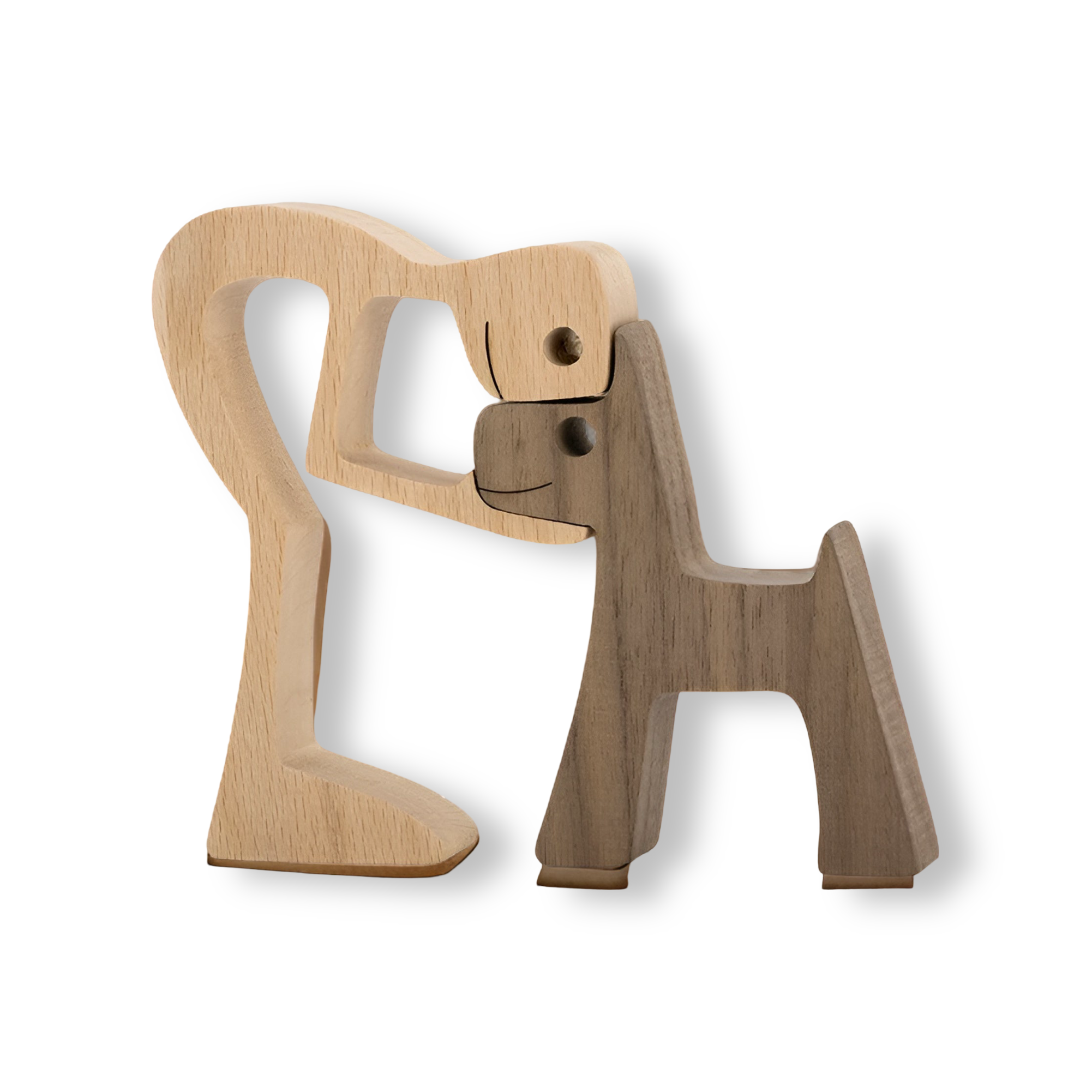 Bento Houten Sculptuur | Minimalistisch Design, Symbolisch Mens-Hond