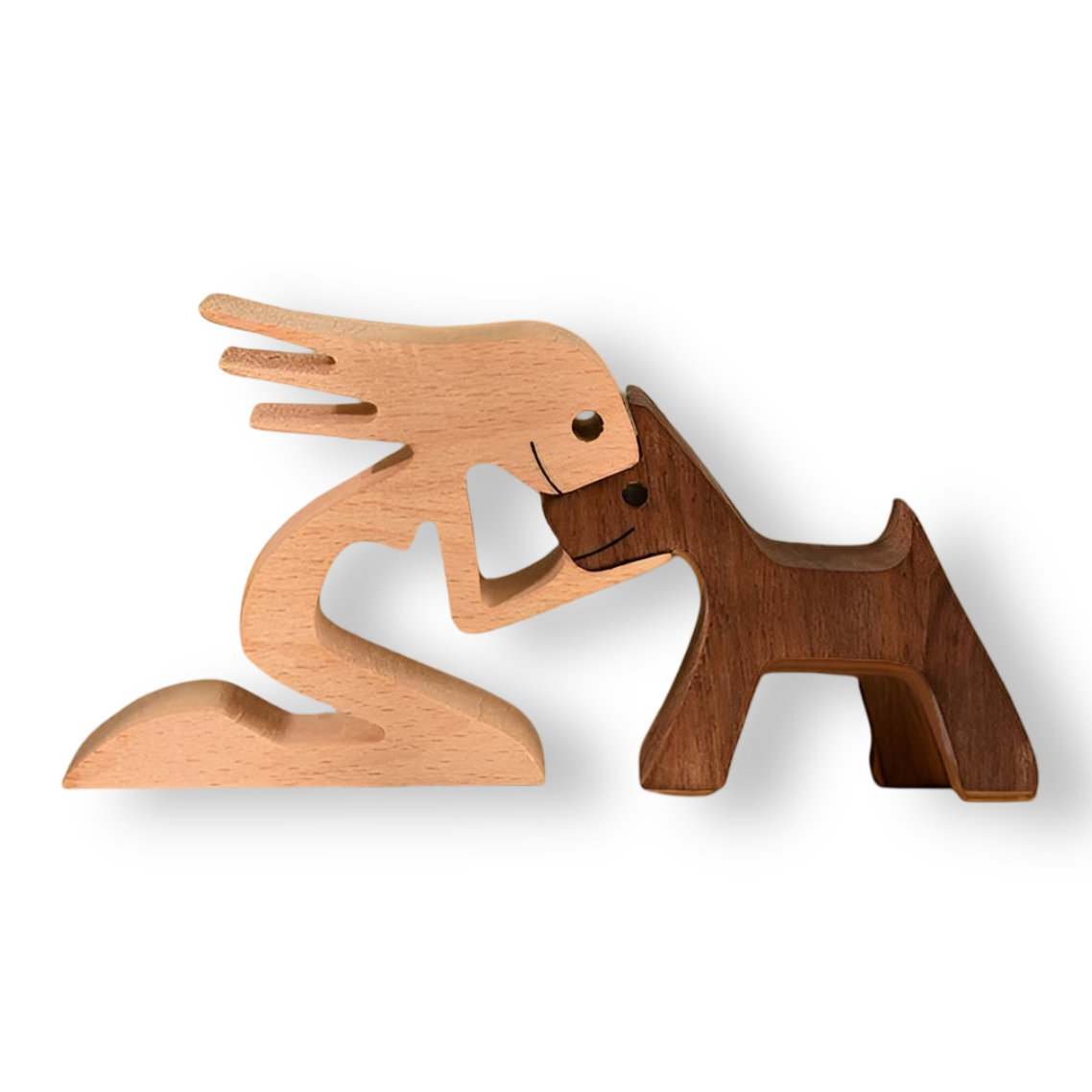 Bento Houten Sculptuur | Minimalistisch Design, Symbolisch Mens-Hond