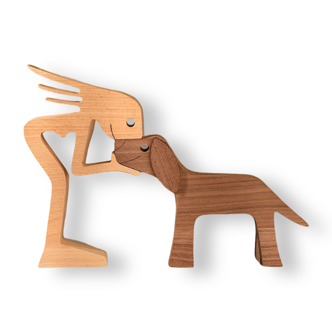 Bento Houten Sculptuur | Minimalistisch Design, Symbolisch Mens-Hond
