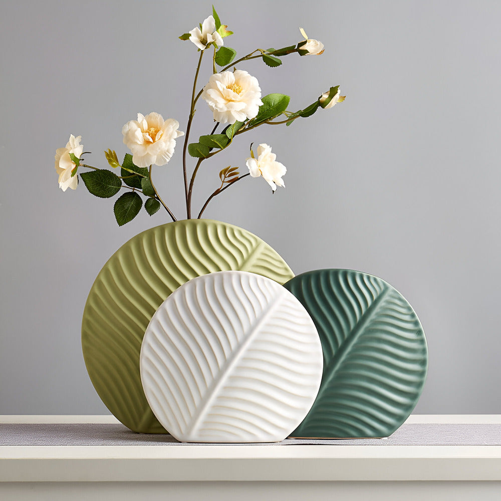 Bela Ceramic Vase | Handcrafted, Scandinavian Design with Leaf Texture