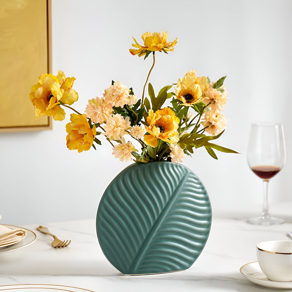 Bela Ceramic Vase | Handcrafted, Scandinavian Design with Leaf Texture
