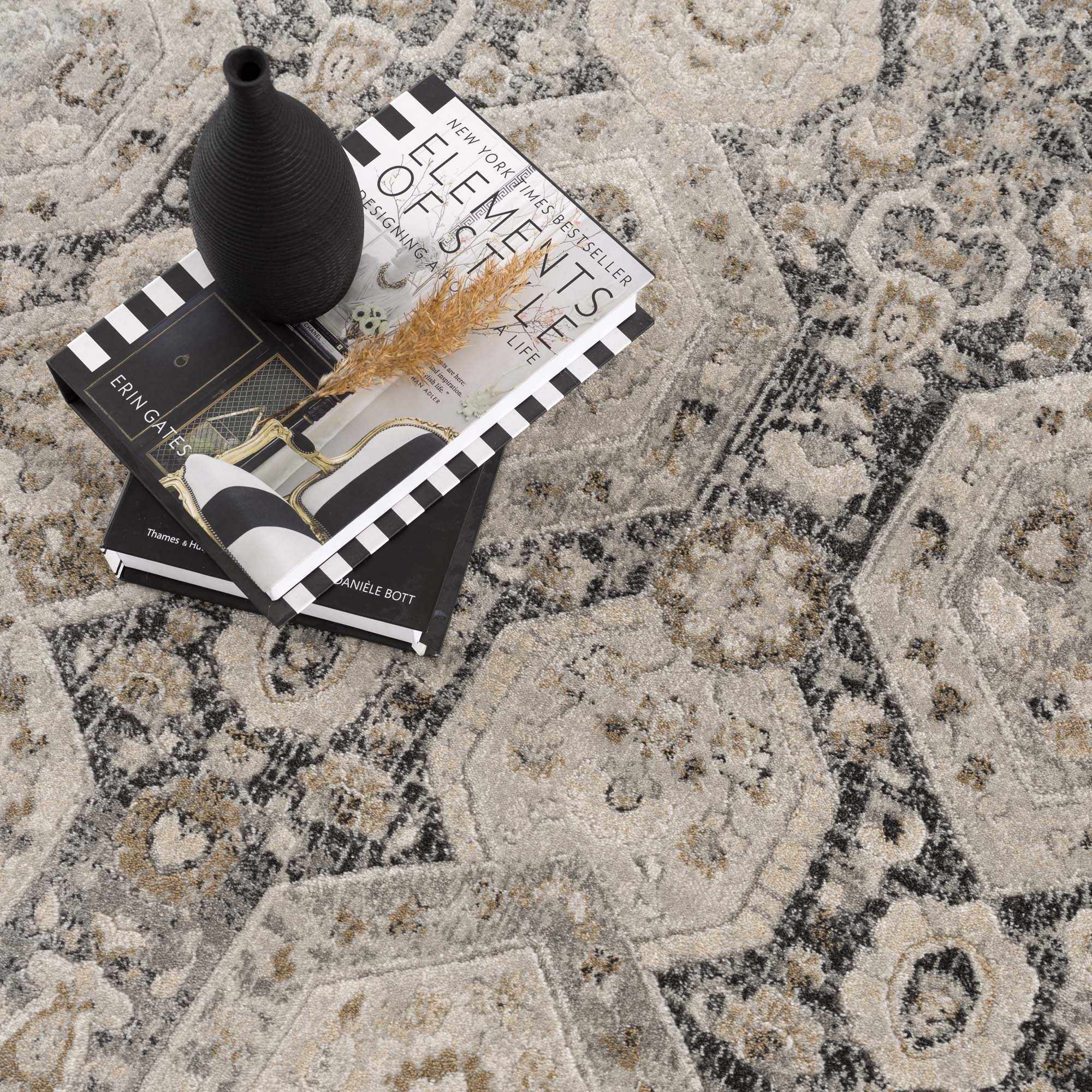 Minoan Area Rug  Traditional Machine Woven  Hexagonal Pattern