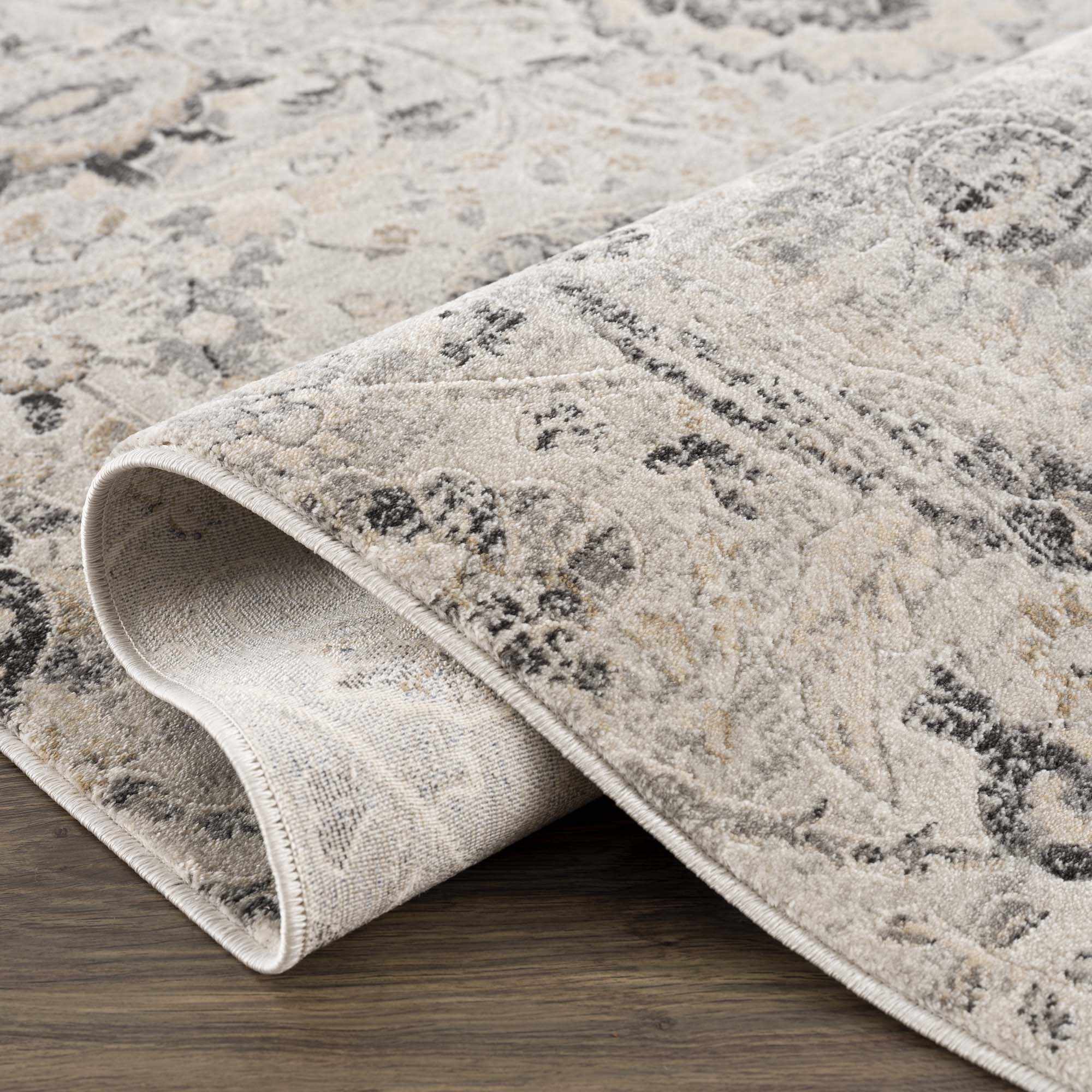 Grove Area Rug  Machine Woven  Medium Pile  Charcoal and Beige