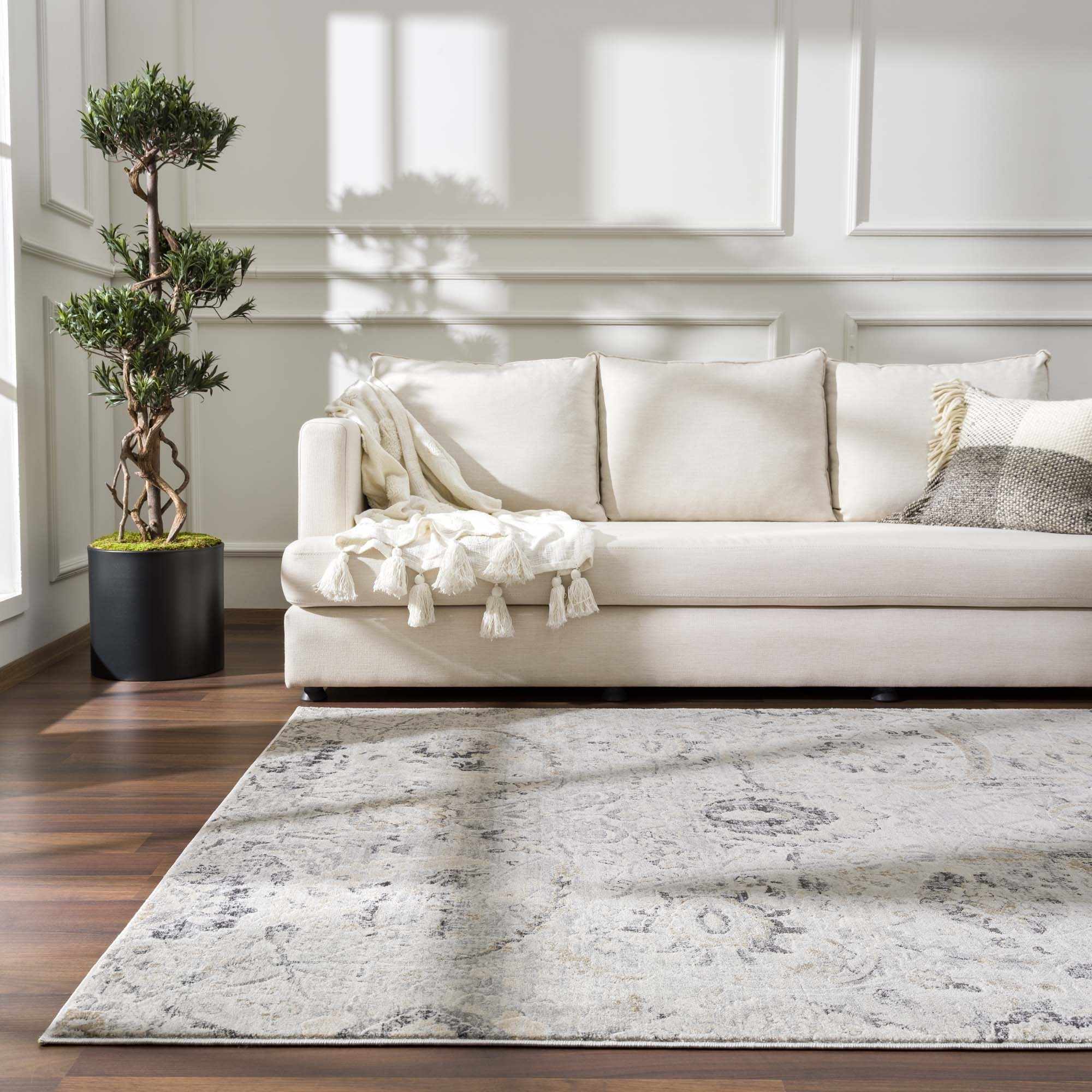 Grove Area Rug  Machine Woven  Medium Pile  Charcoal and Beige